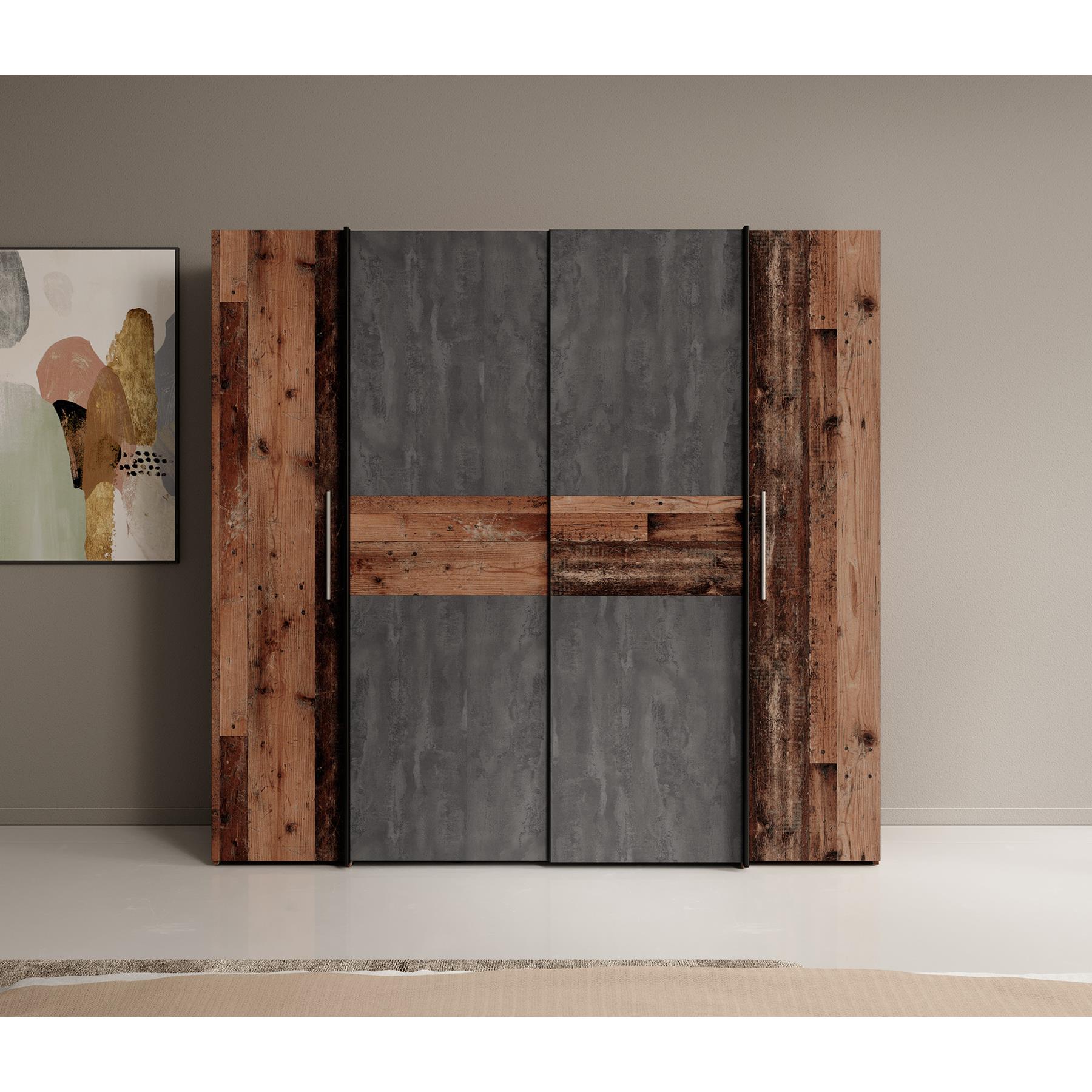 Meubella Kledingkast Kassel - Old wood - Grijs - 200 cm