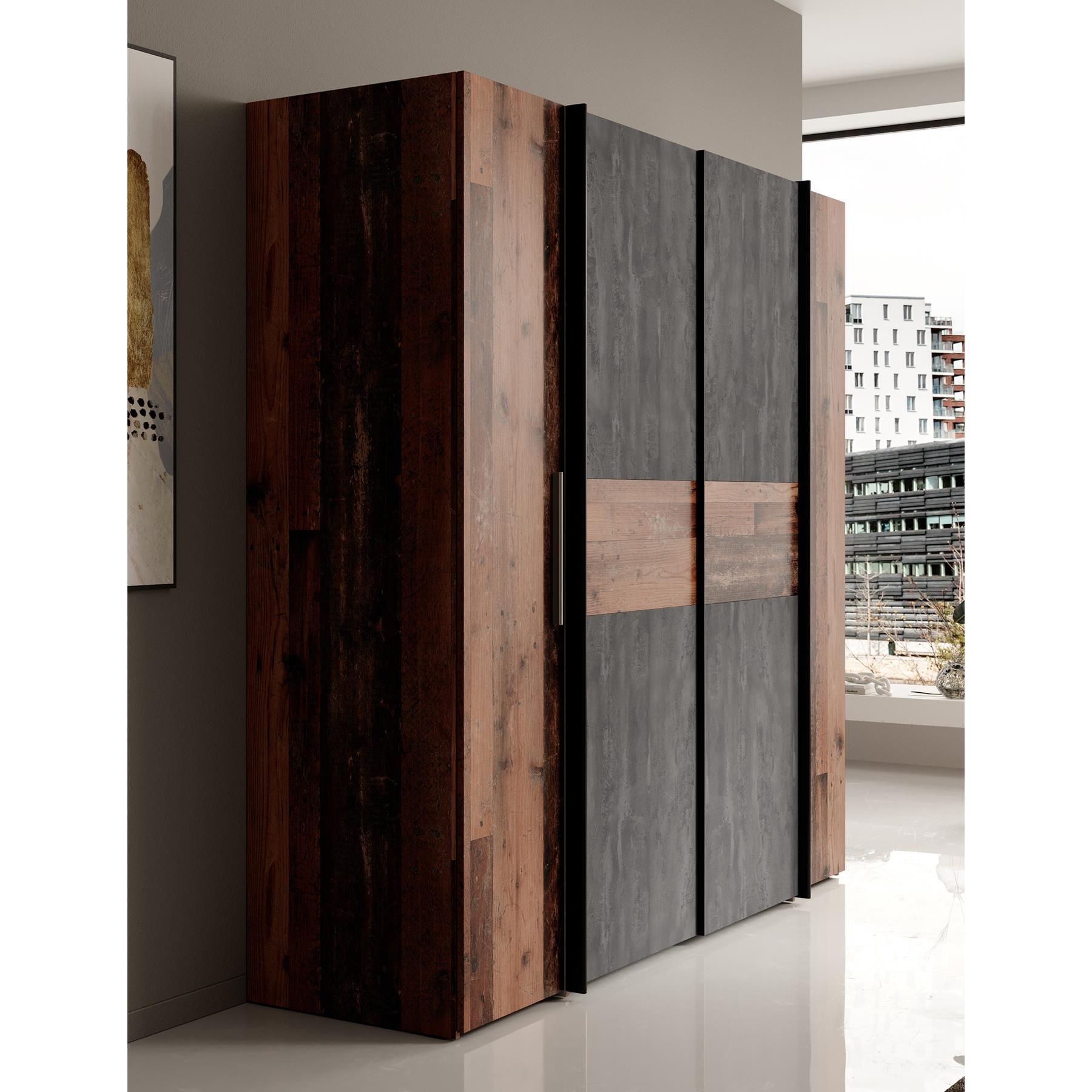 Meubella Kledingkast Kassel - Old wood - Grijs - 200 cm