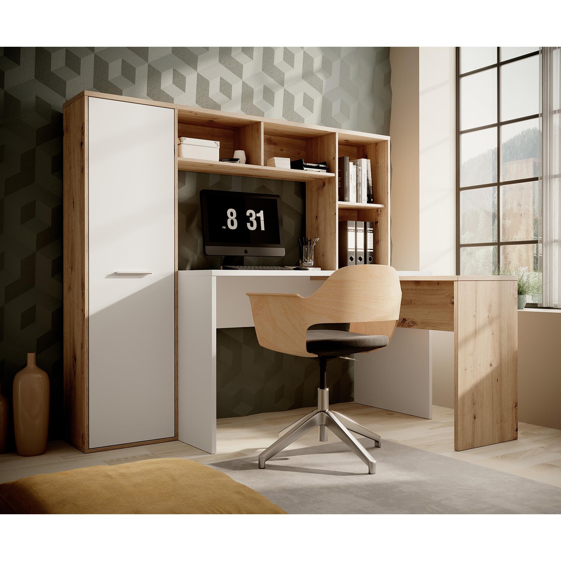 Meubella Bureau Elze - Eiken - Wit - 173 cm