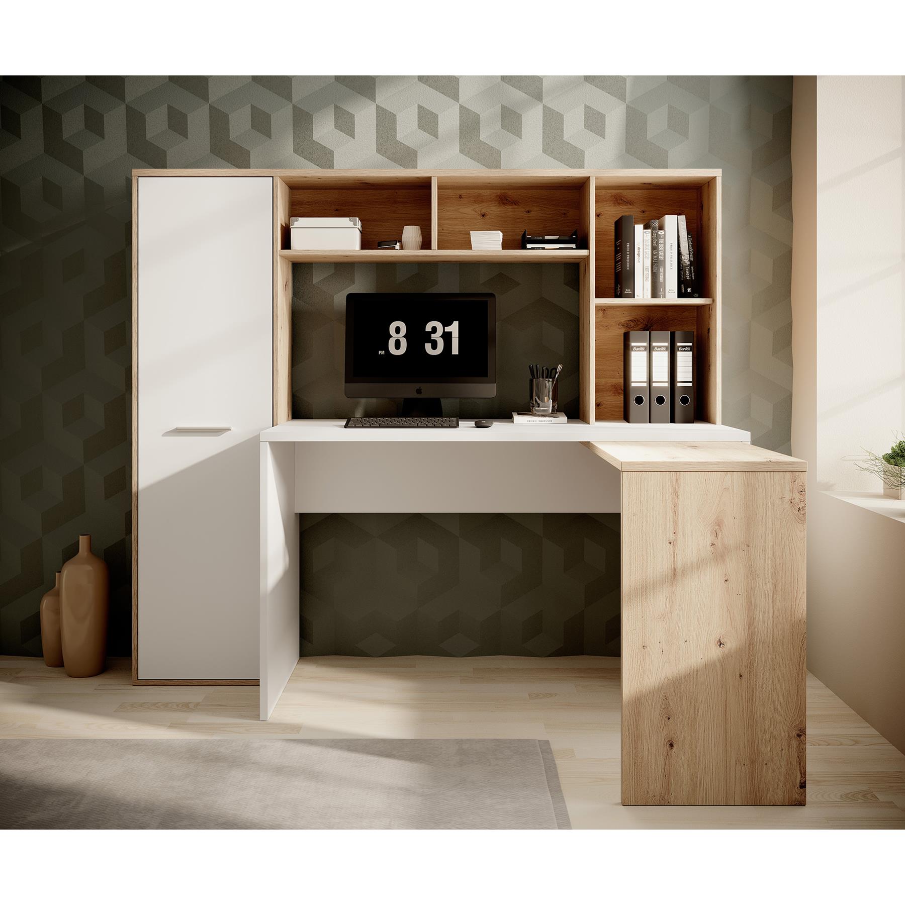 Meubella Bureau Elze - Eiken - Wit - 173 cm
