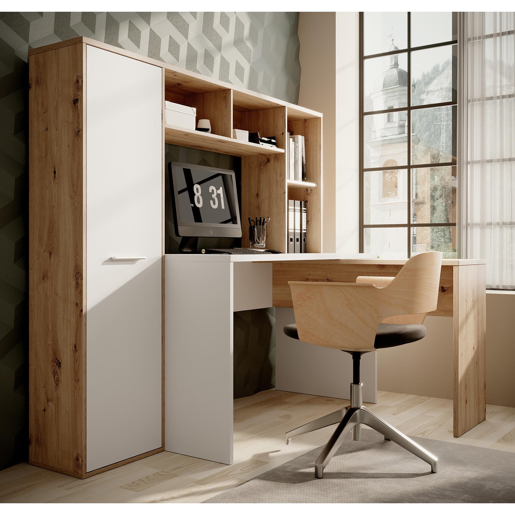 Meubella Bureau Elze - Eiken - Wit - 173 cm