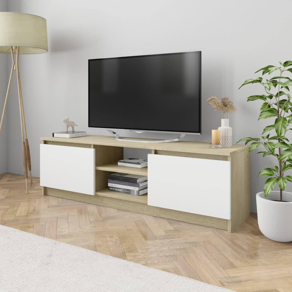 vidaXL Tv-meubel Wit en sonoma eiken