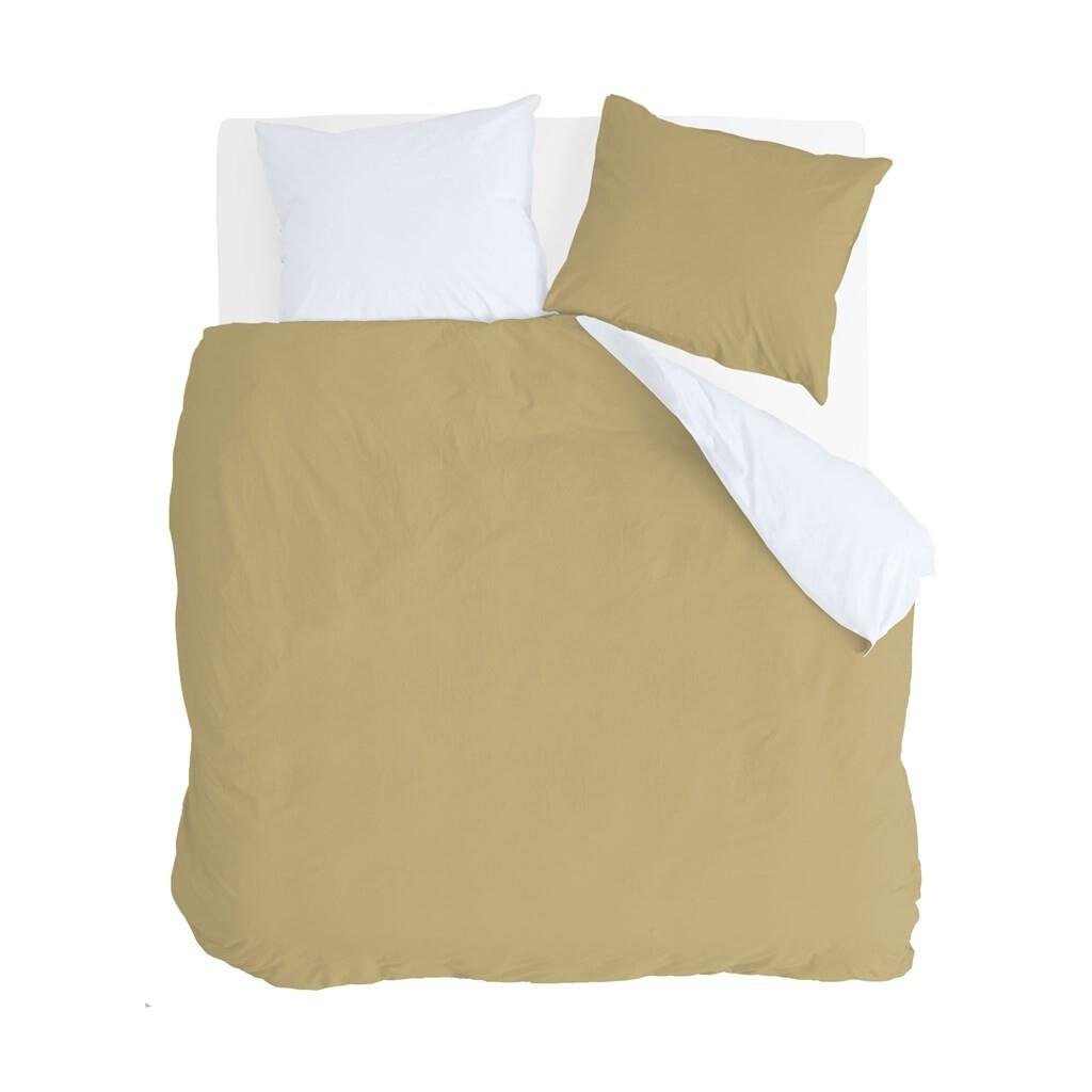 Byrklund - Dekbedovertrek Side Way - 240x220 - Okergeel | Wit