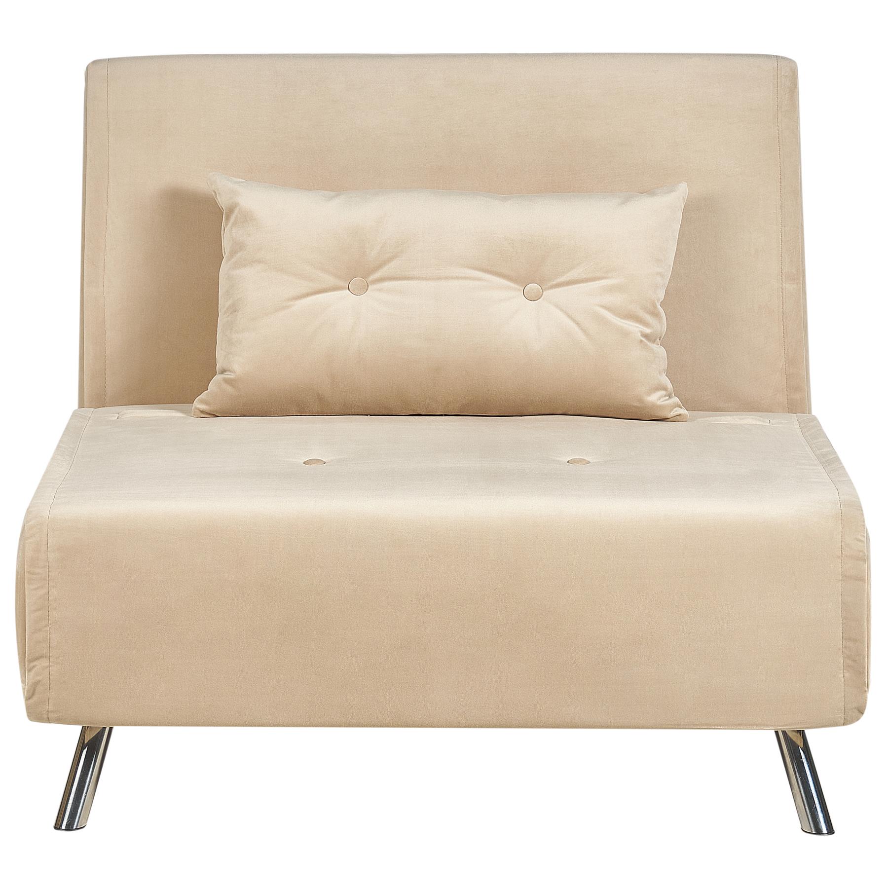 Beliani - FARRIS - Slaapbank 1-zits - Zandbeige - Fluweel