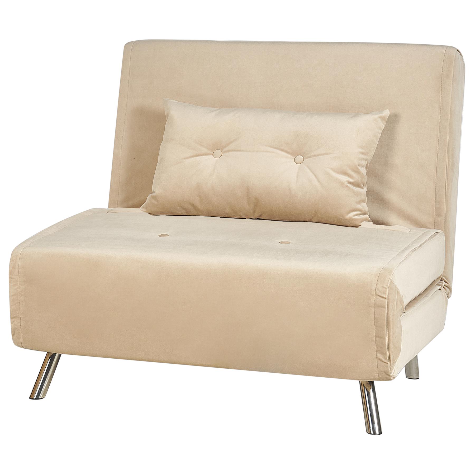 Beliani - FARRIS - Slaapbank 1-zits - Zandbeige - Fluweel