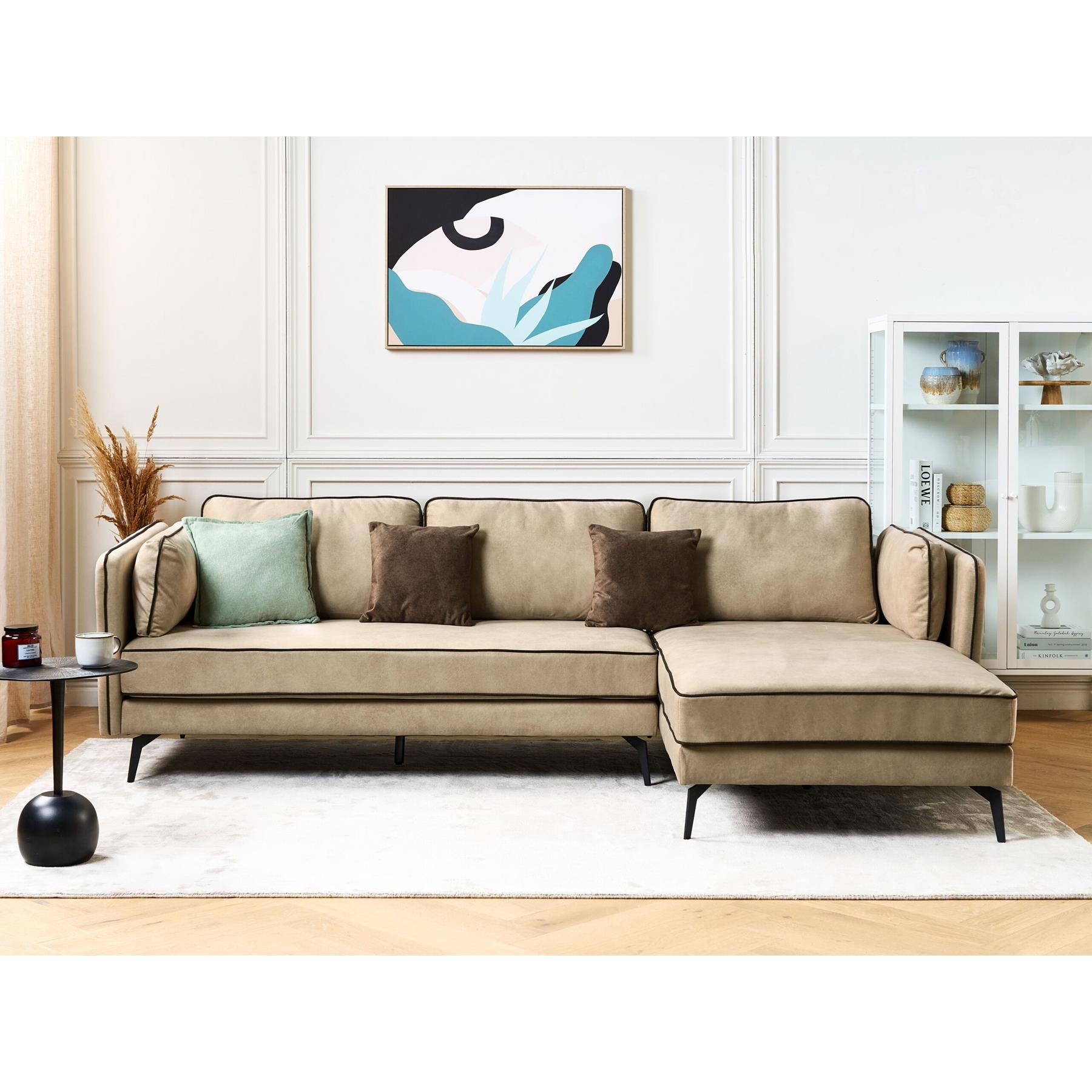 Beliani - ALTAN - Hoekbank - Beige - Linkerzijde - Fluweel