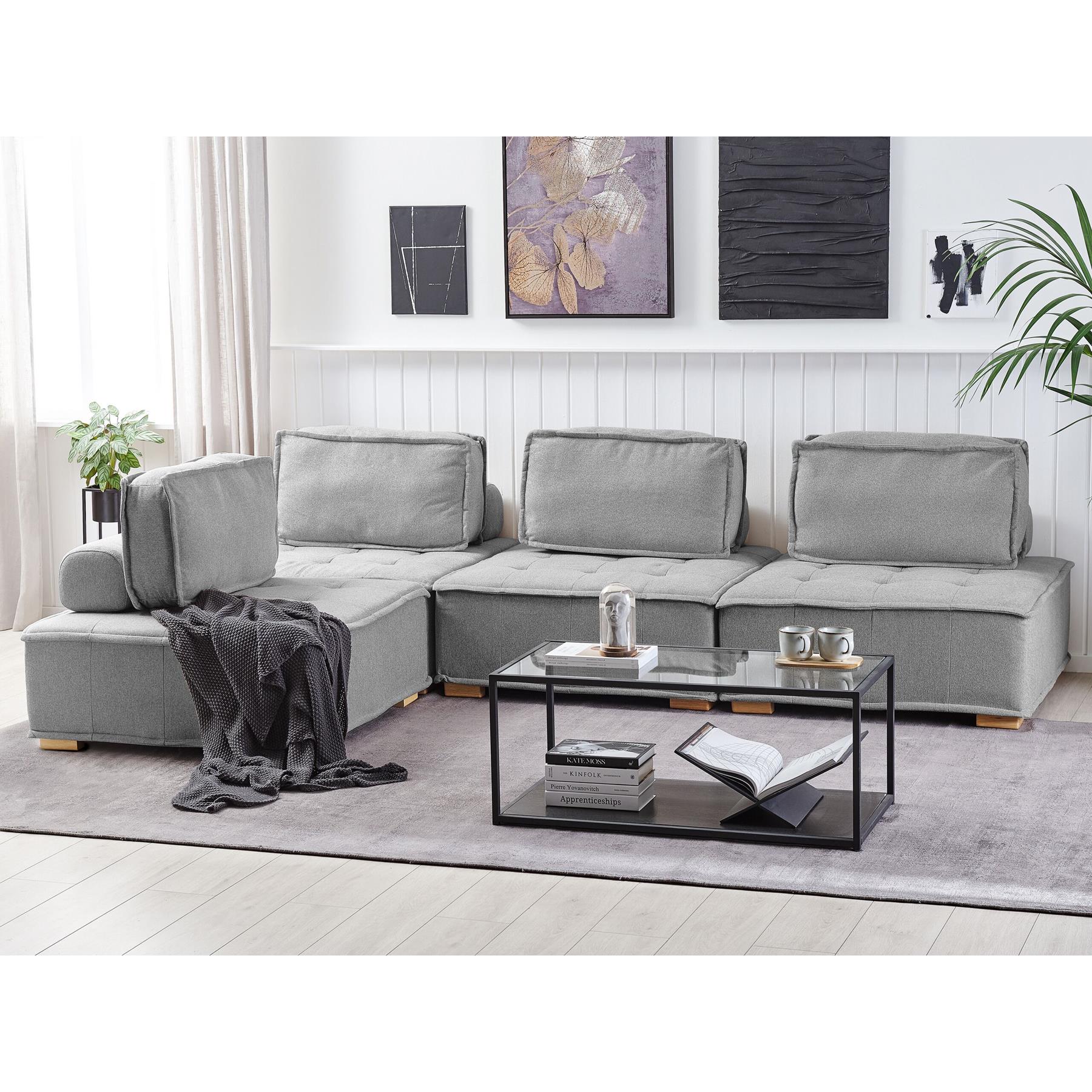 Beliani - TIBRO - Hoekbank - Grijs - Universeel - Polyester
