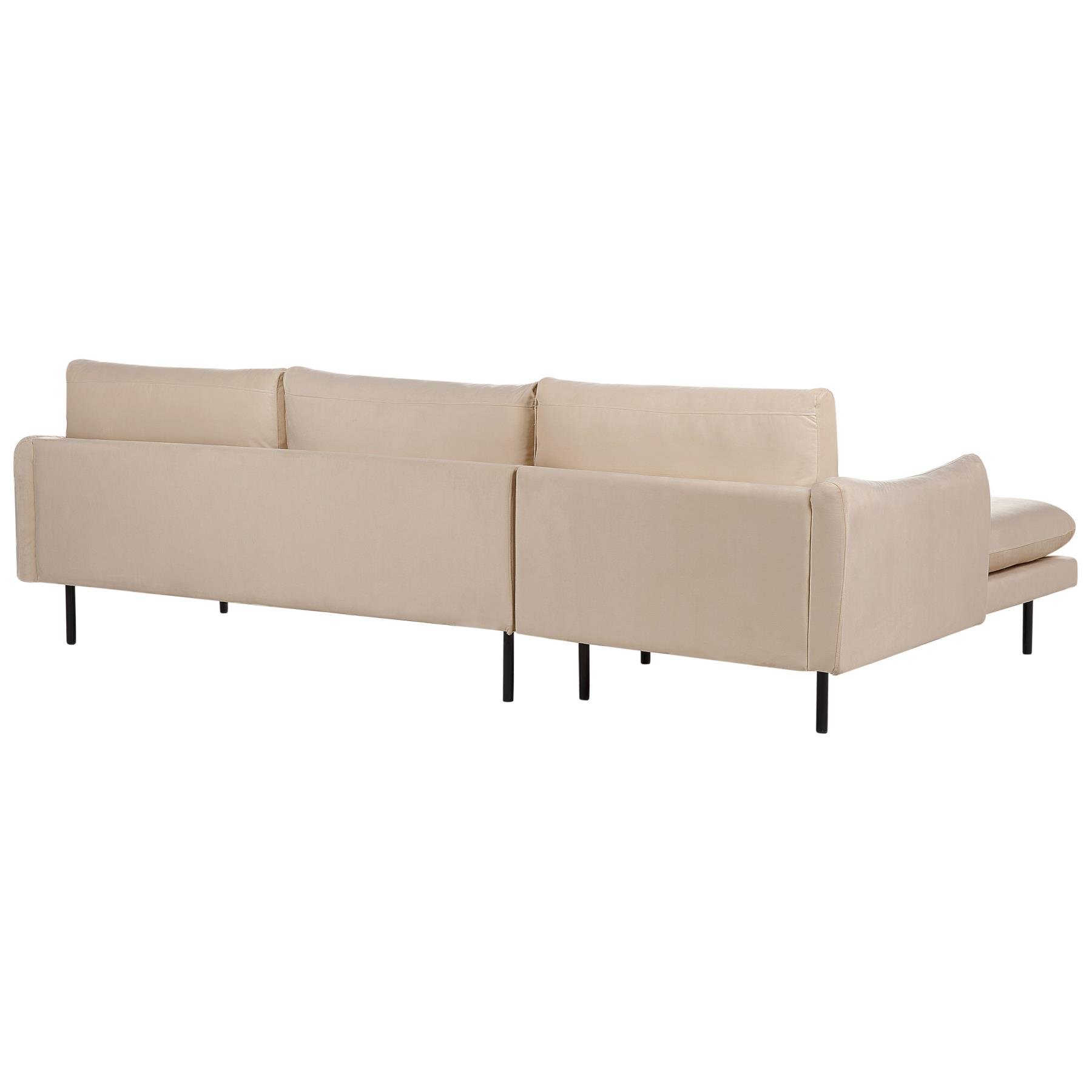 Beliani - VINTERBRO - Hoekbank - Beige - Rechtszijdig - Fluweel