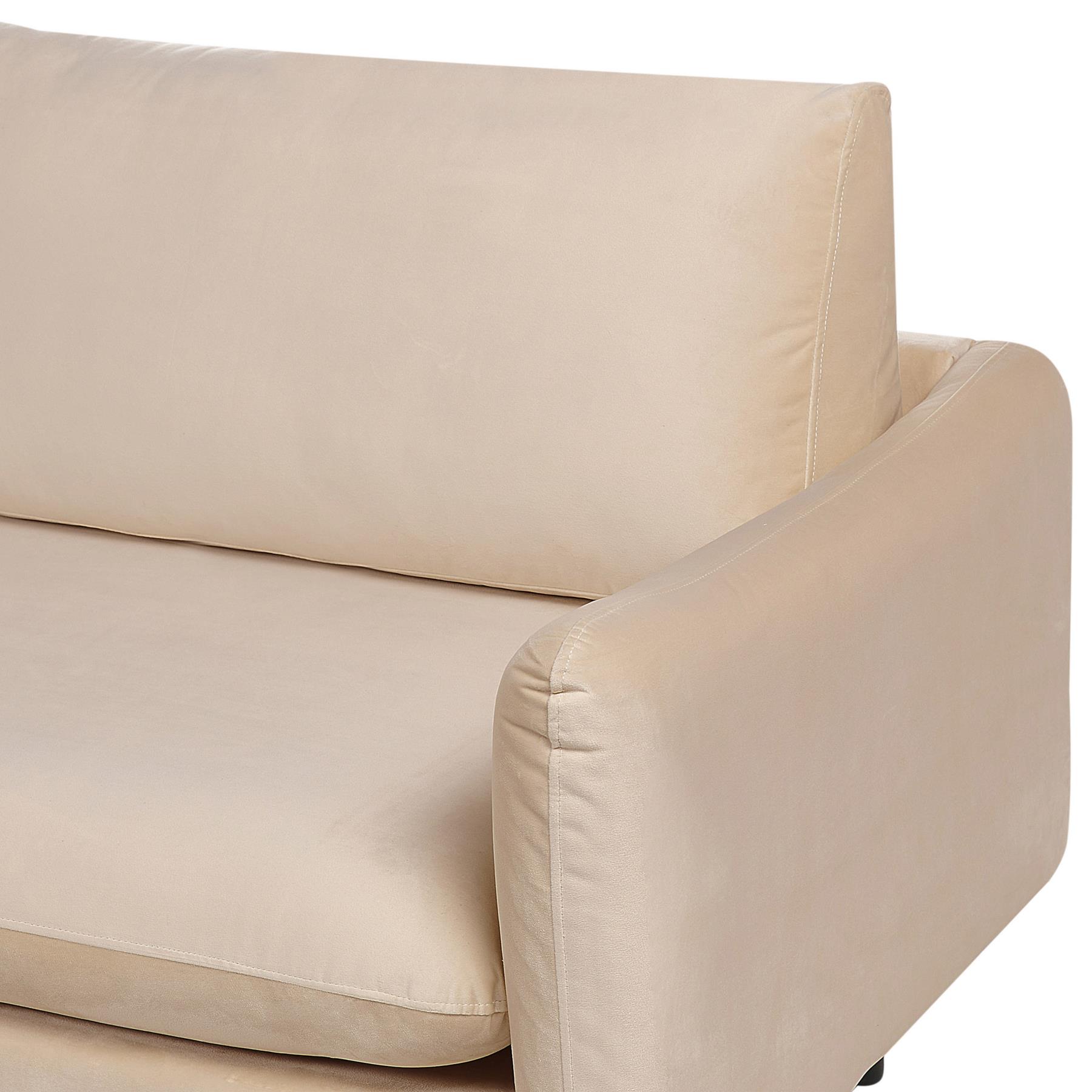Beliani - VINTERBRO - Hoekbank - Beige - Rechtszijdig - Fluweel