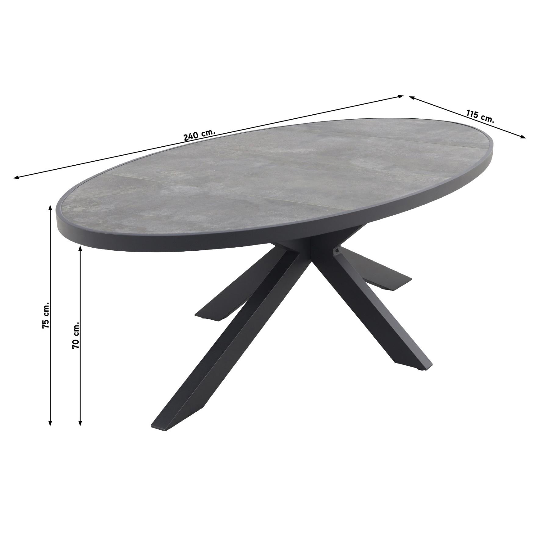 Hartman Napoli|Silva 240x115 cm. ovale tuinset - verstelbaar