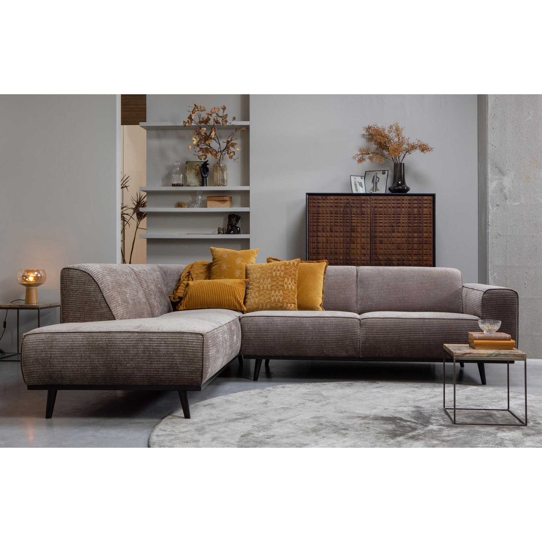 BePureHome Statement Hoekbank Links - Rib - Taupe
