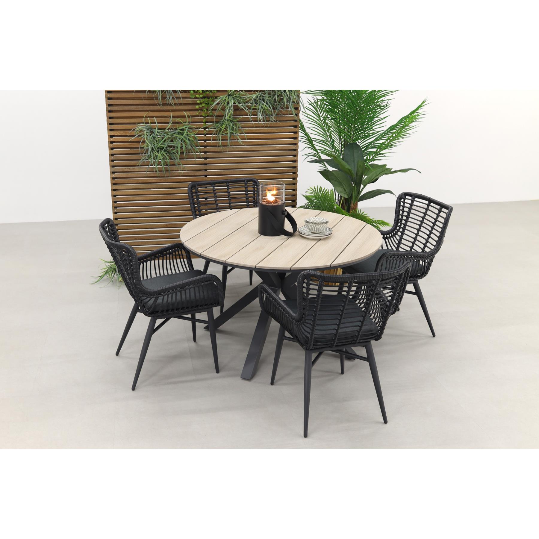 Jasmine black | GI Edison 122 cm. - ronde tuinset