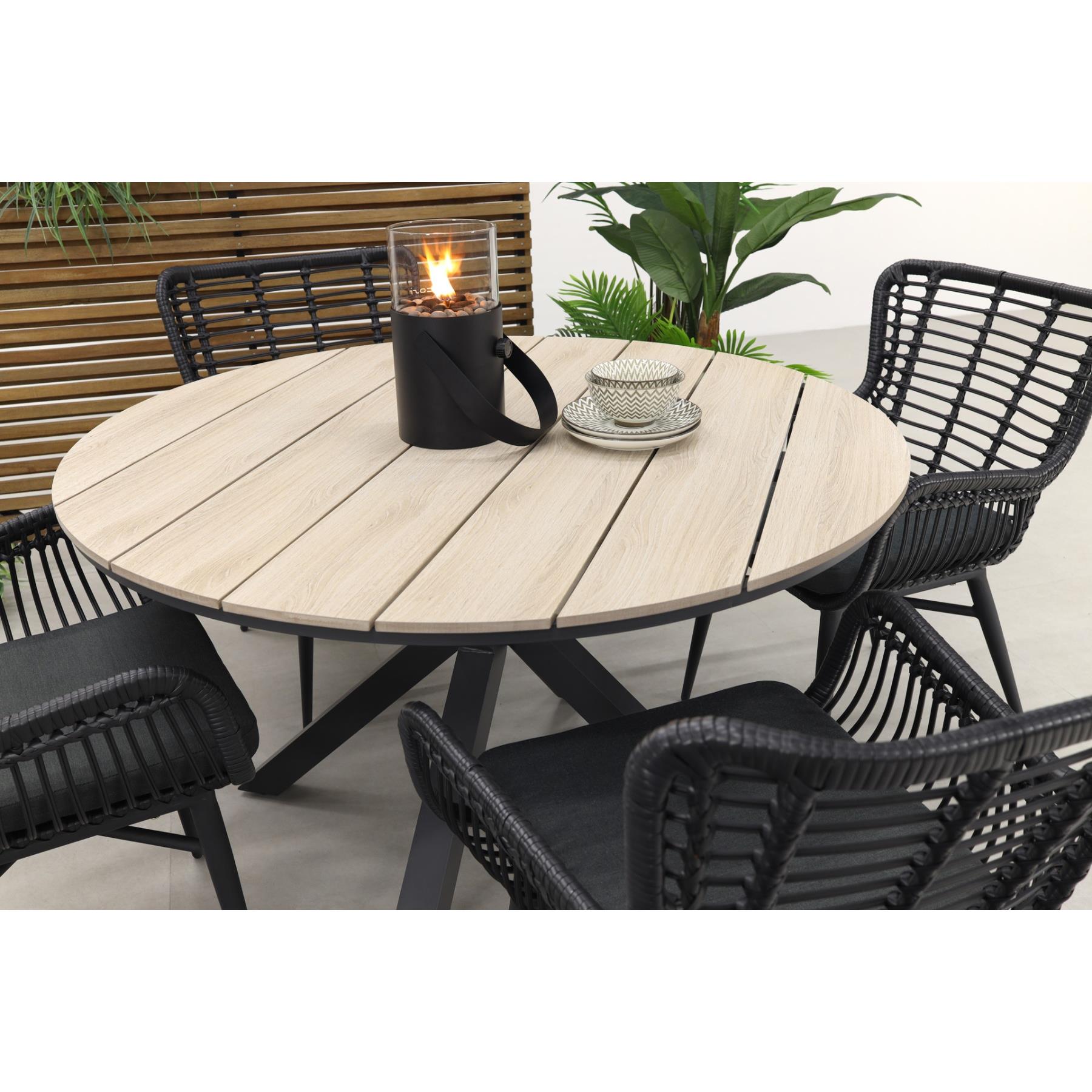 Jasmine black | GI Edison 122 cm. - ronde tuinset