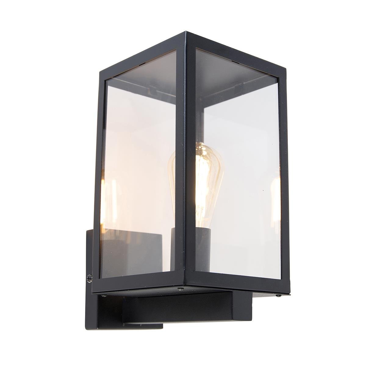 QAZQA Smart buiten wandlamp zwart met glas 30 cm incl. Wifi ST64 -