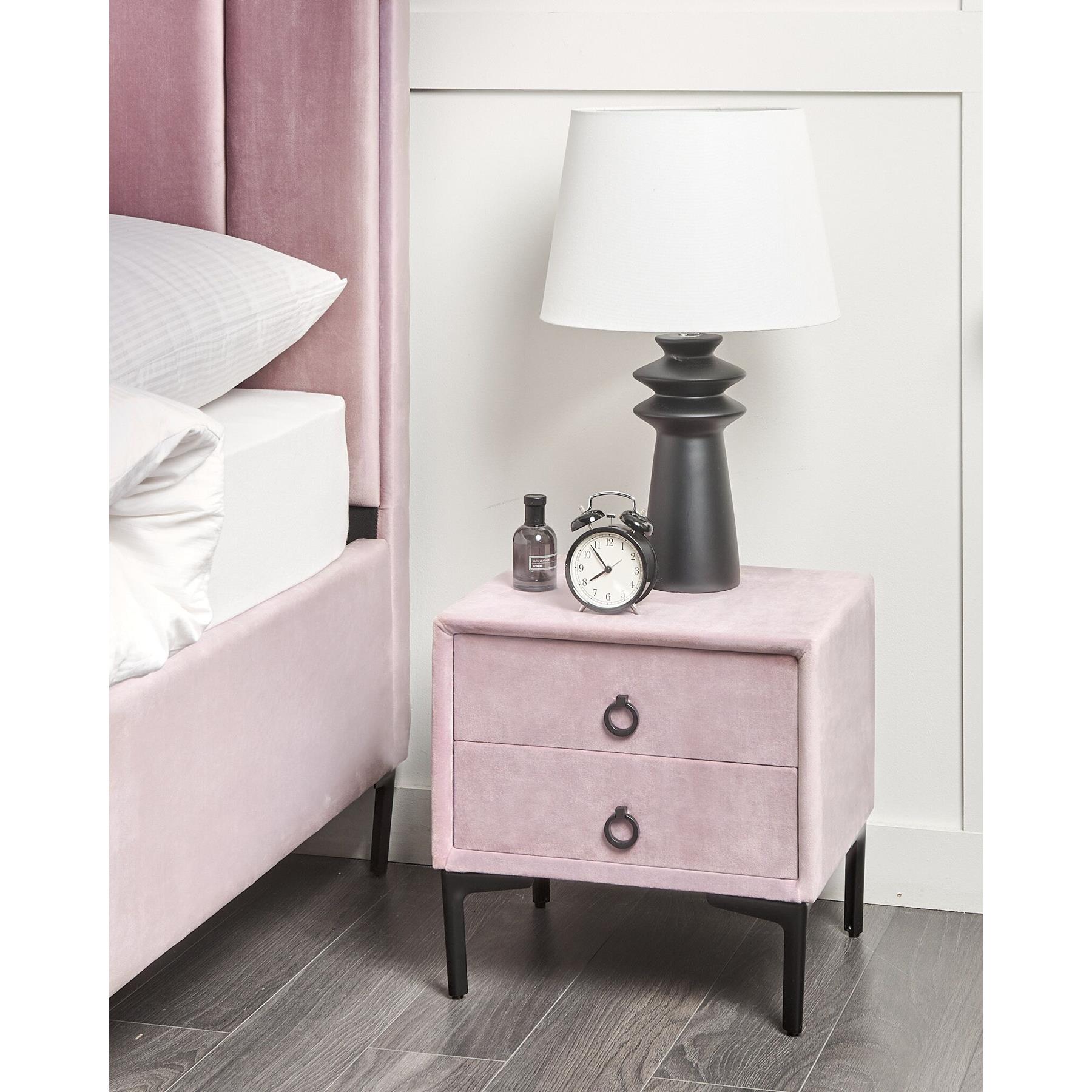 Beliani - SEZANNE - Nachtkastje - Roze - Fluweel