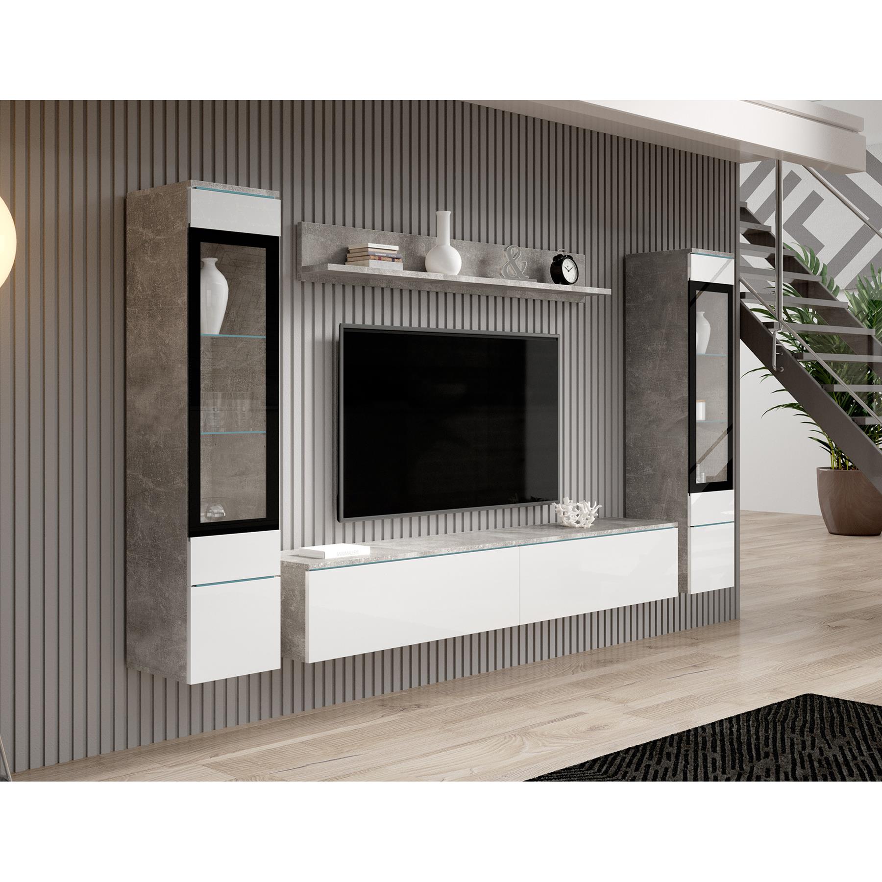 Meubella Wandmeubel Variety - Wit - Betonlook