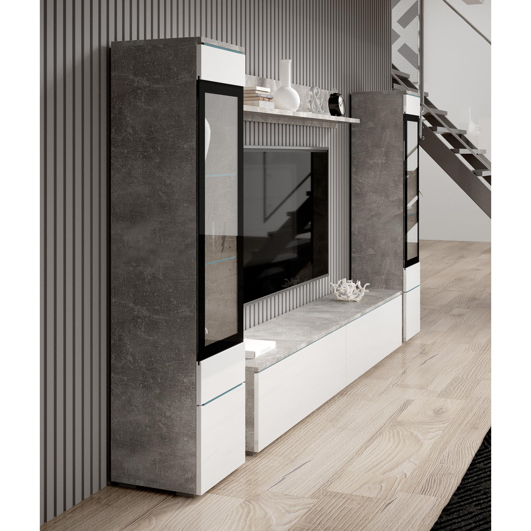 Meubella Wandmeubel Variety - Wit - Betonlook