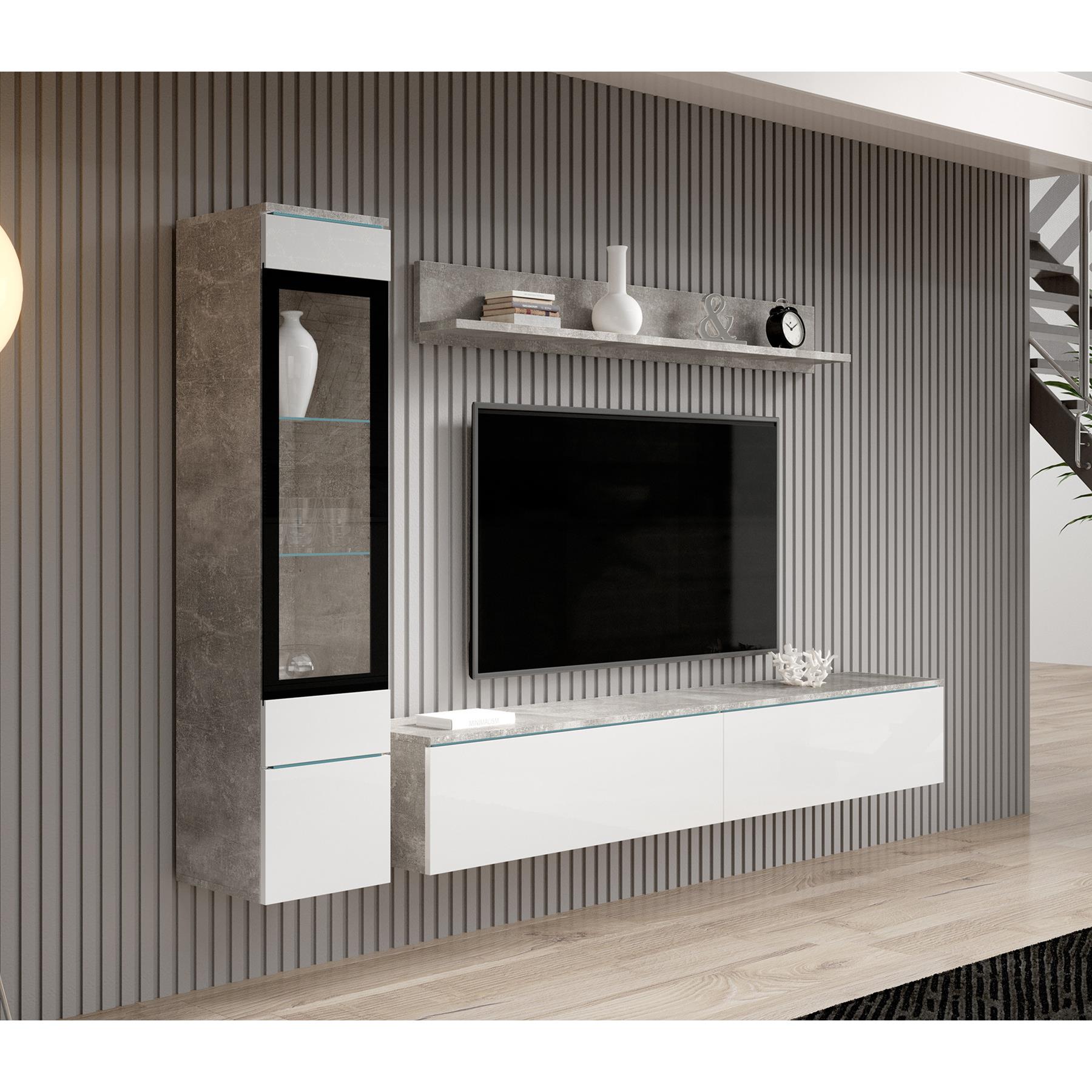 Meubella Wandmeubel Verity - Wit - Betonlook