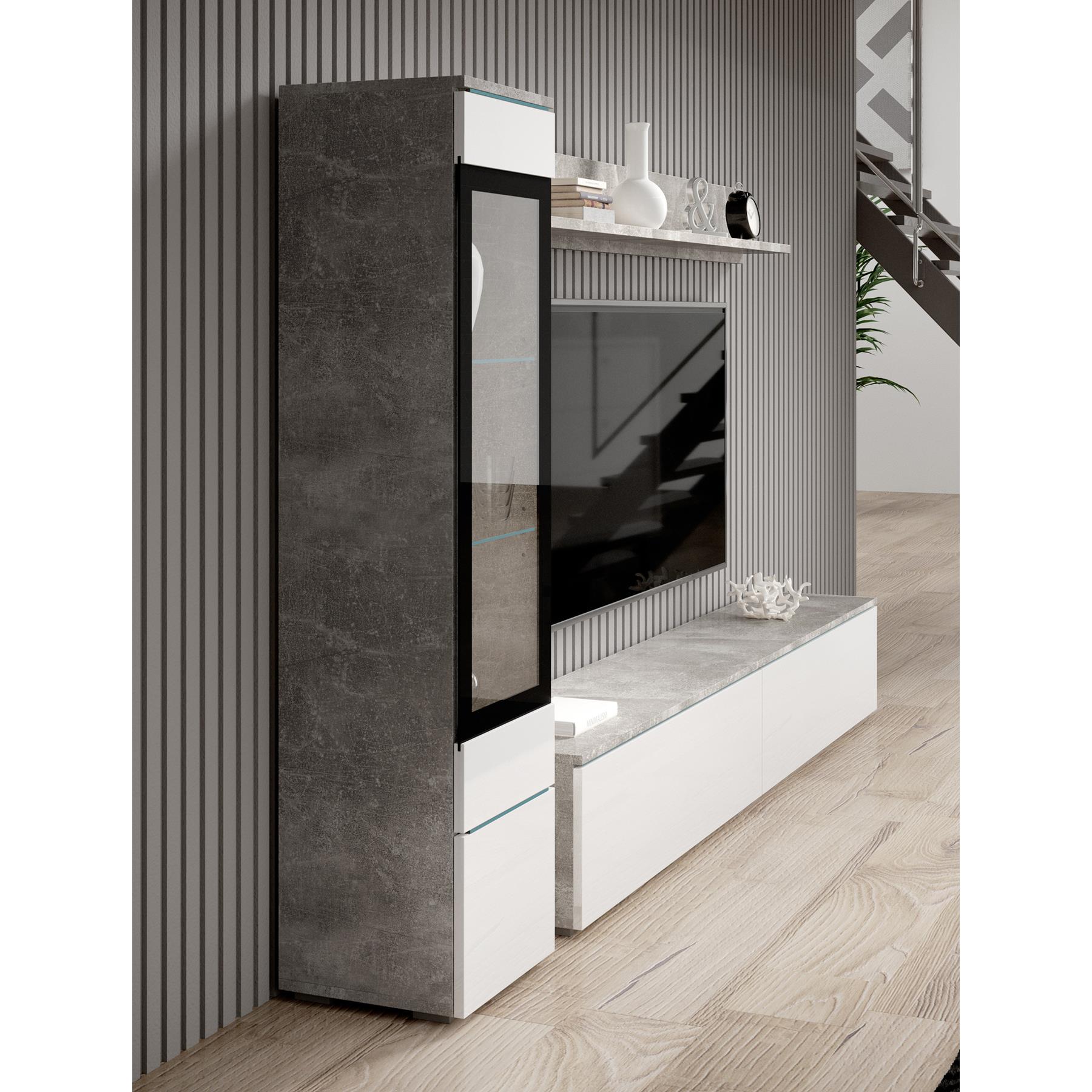 Meubella Wandmeubel Verity - Wit - Betonlook