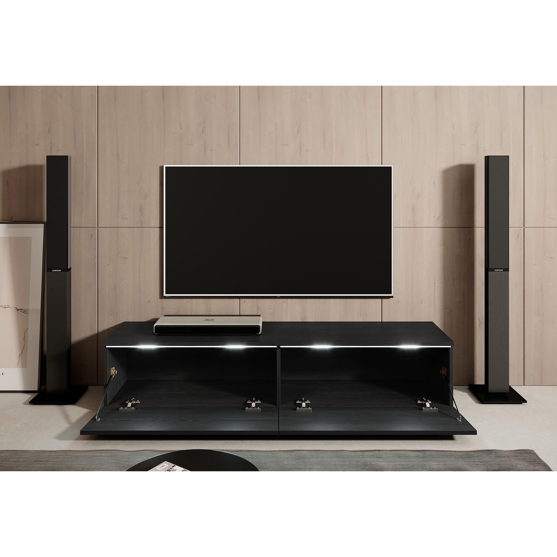 Meubella - TV-Meubel Dixon - Zwart eiken - 140 cm