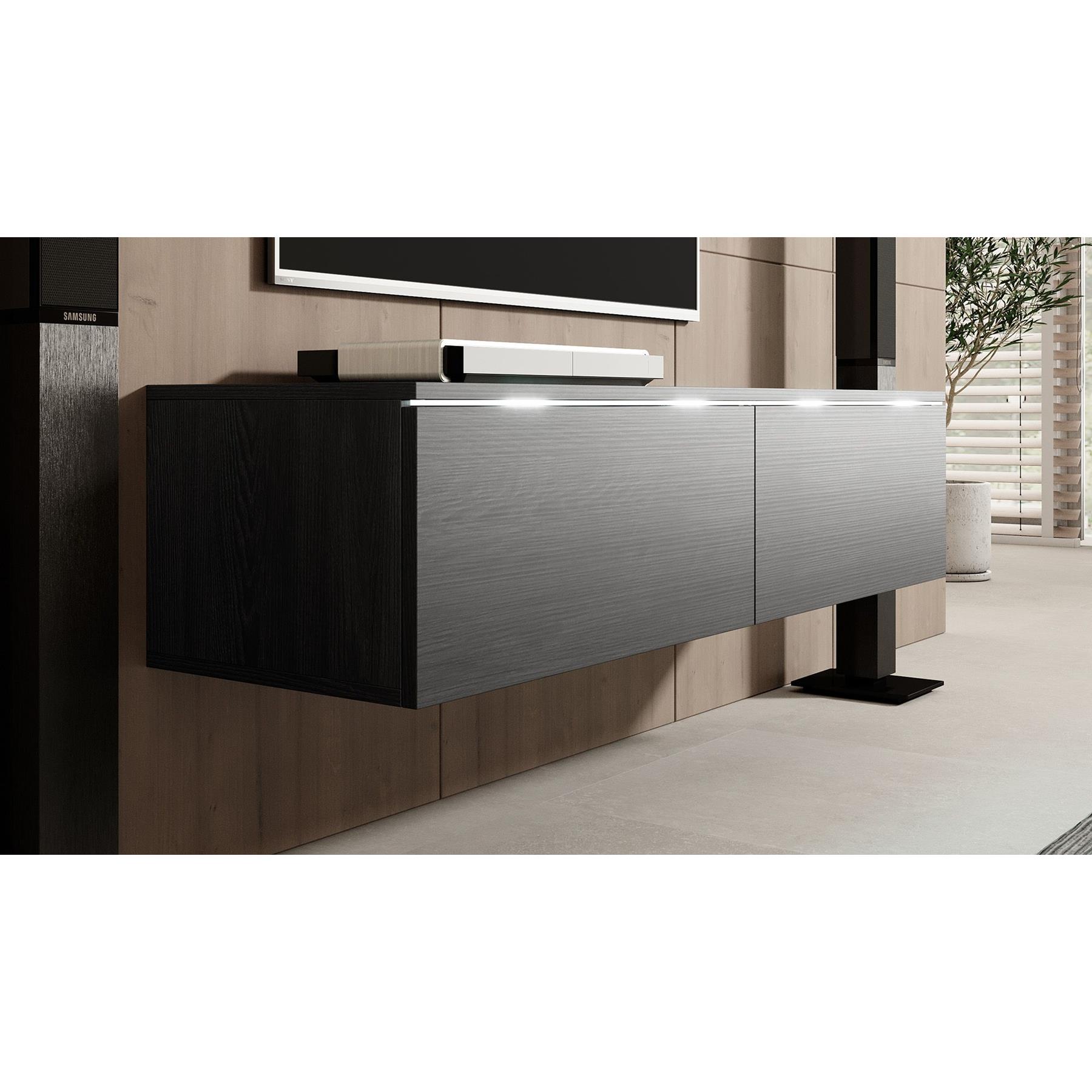 Meubella - TV-Meubel Dixon - Zwart eiken - 140 cm
