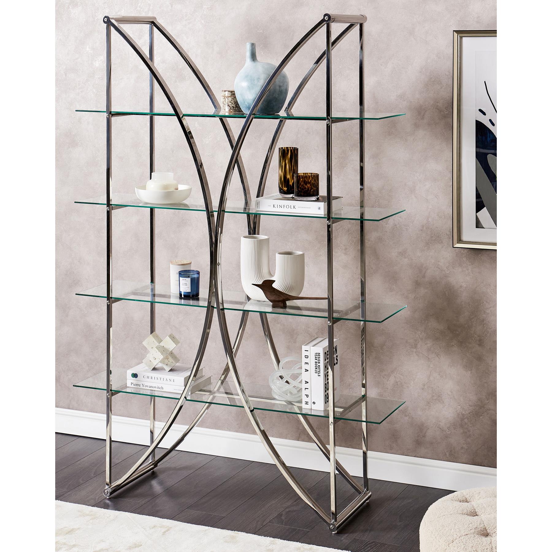 Beliani - HOLLOW - Boekenkast - Zilver|Transparant - Metaal