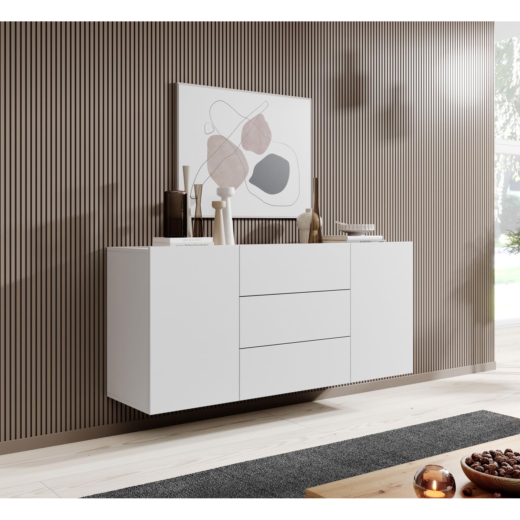 Meubella Dressoir Asilento - Mat wit - 140 cm