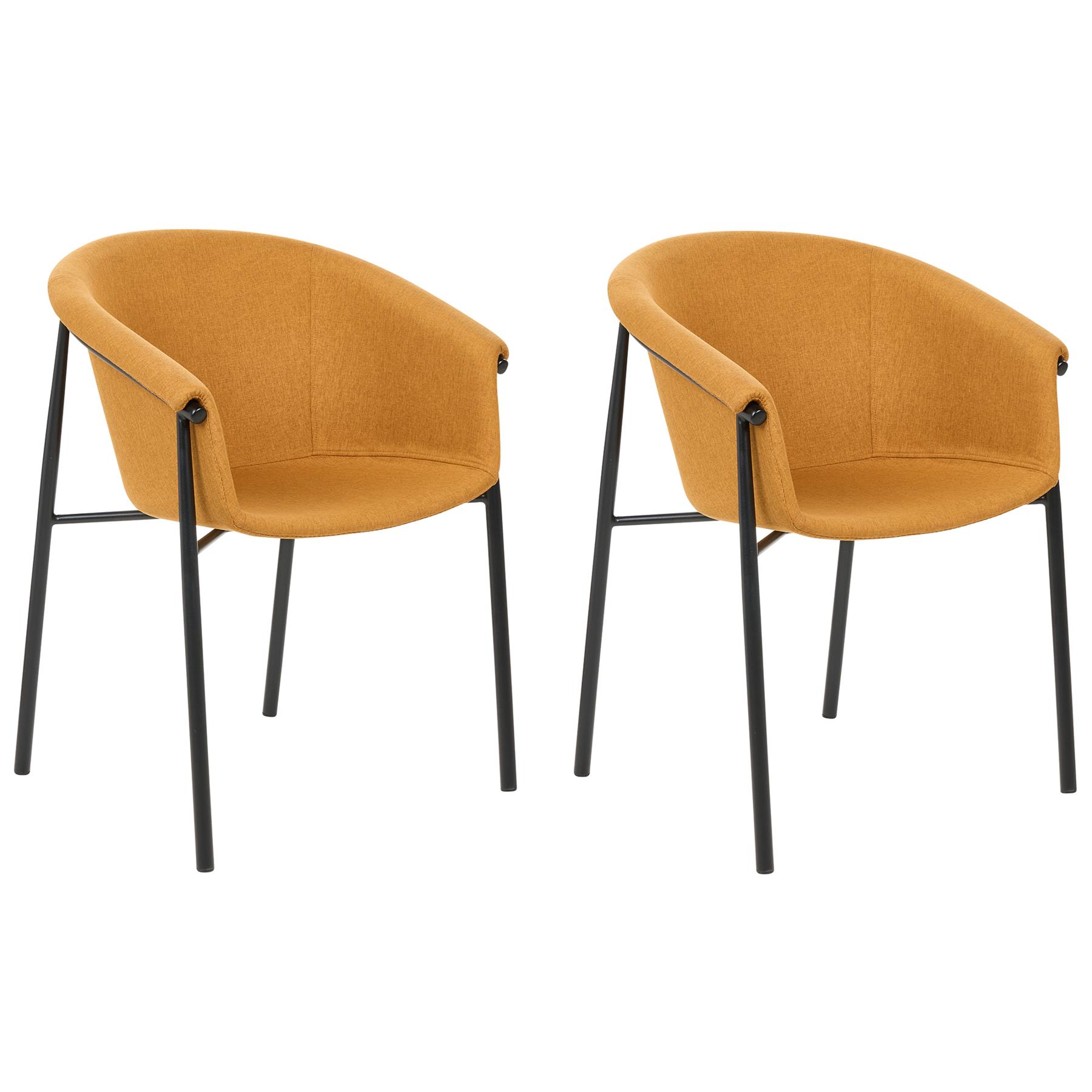 Beliani - AMES - Eetkamerstoel set van 2 - Oranje - Polyester