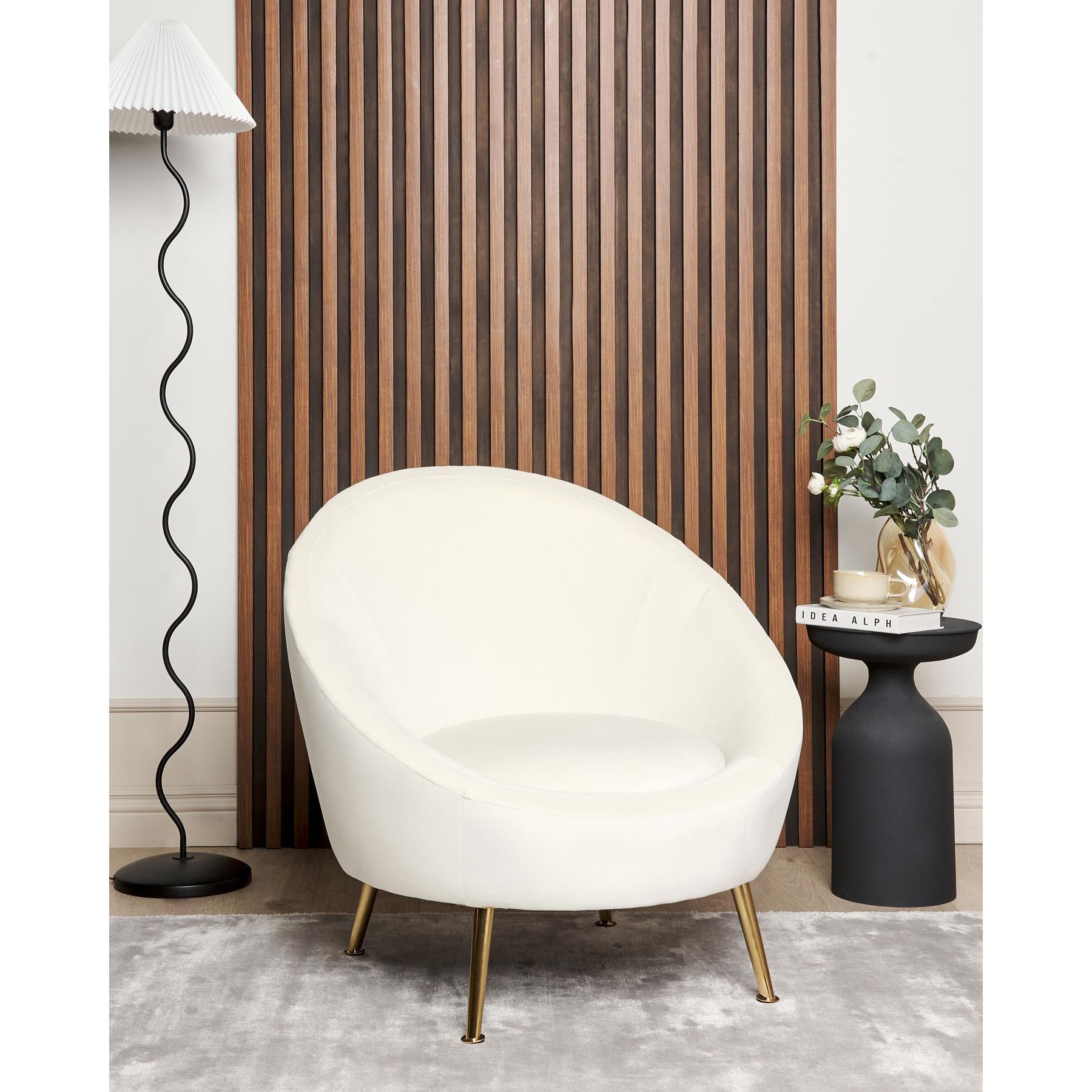 Beliani - LANGA - Fauteuil - Gebroken wit - Fluweel