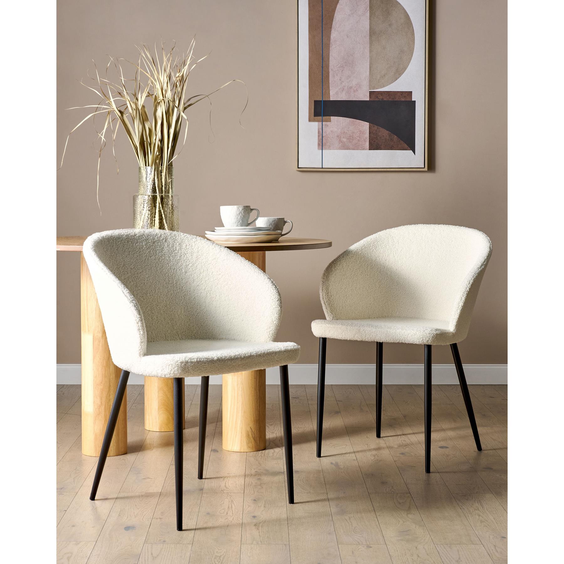 Beliani - MASON - Eetkamerstoel set van 2 - Off-white - Polyester