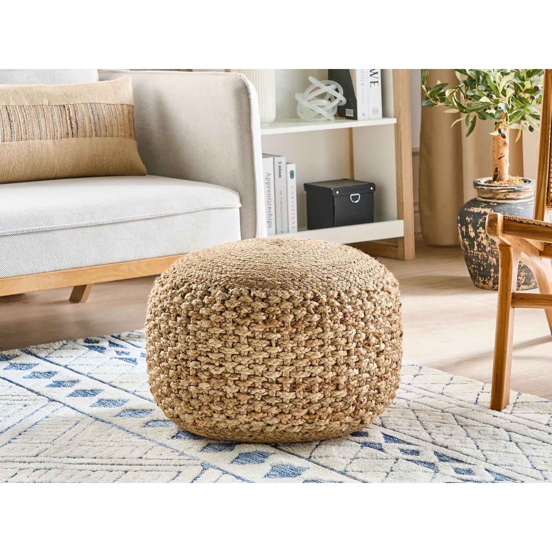 Beliani - DINNI - Poef - Beige - Jute