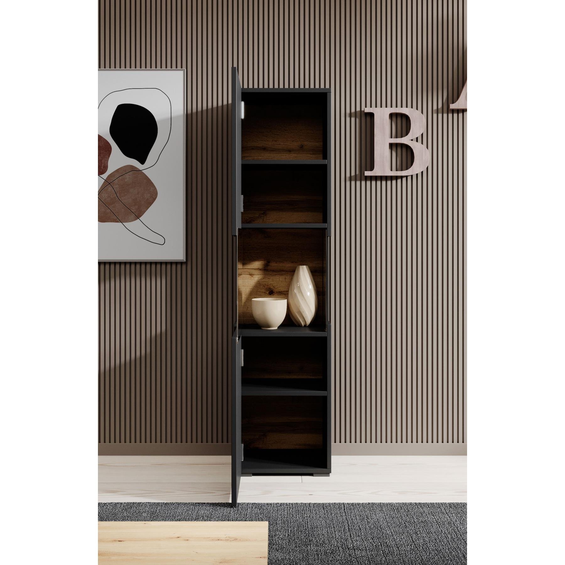 Meubella Vitrinekast Asilento - Mat zwart - 36 cm
