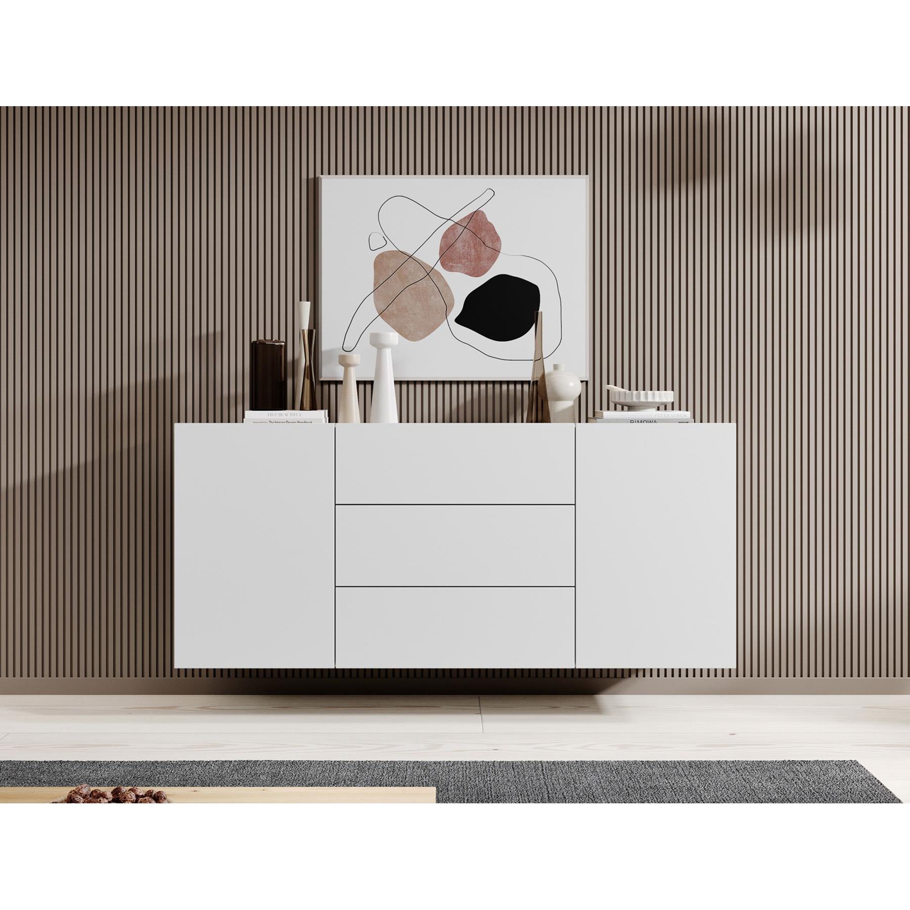 Meubella Dressoir Asilento - Mat wit - 140 cm
