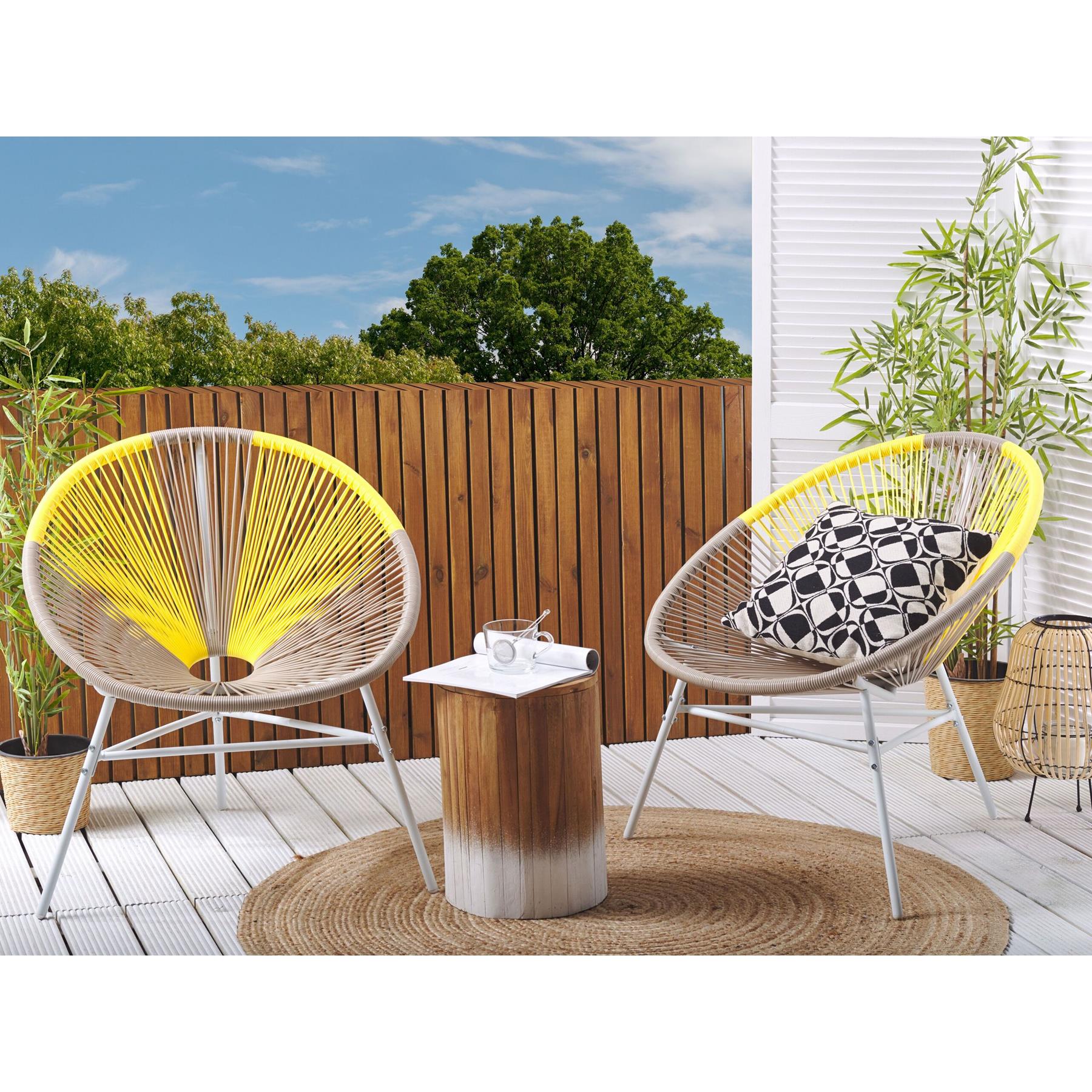 Beliani - ACAPULCO - Tuinstoel set van 2 - Beige|Geel - PE rotan