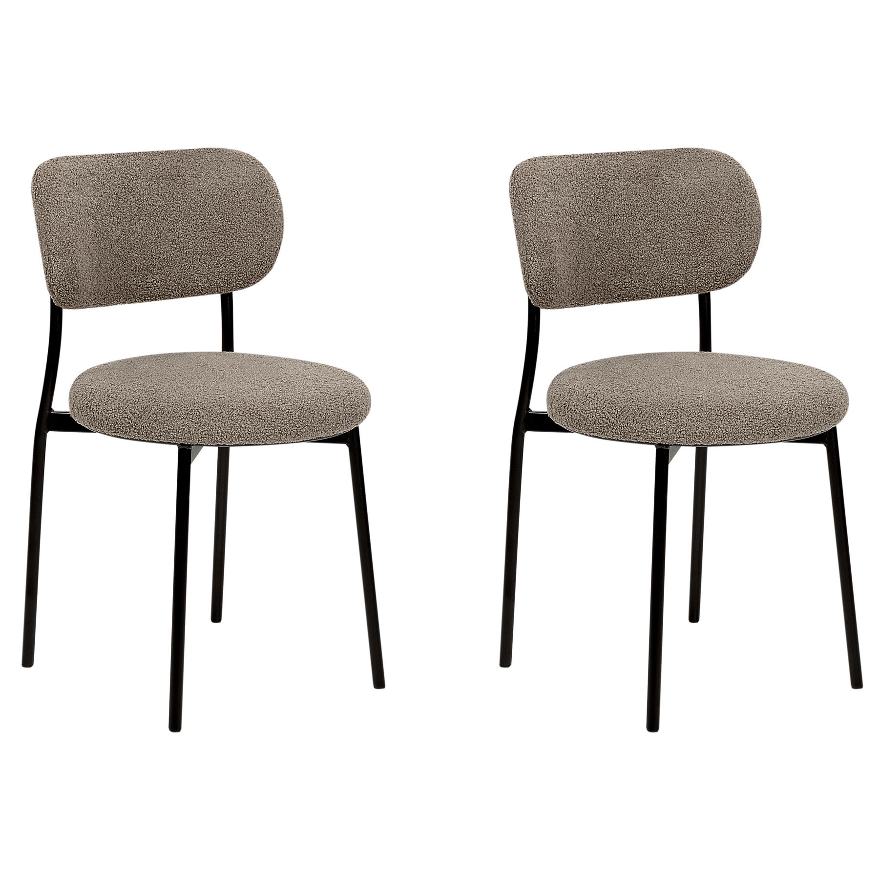 Beliani - CASEY - Eetkamerstoelen set van 2 - Taupe - Bouclé