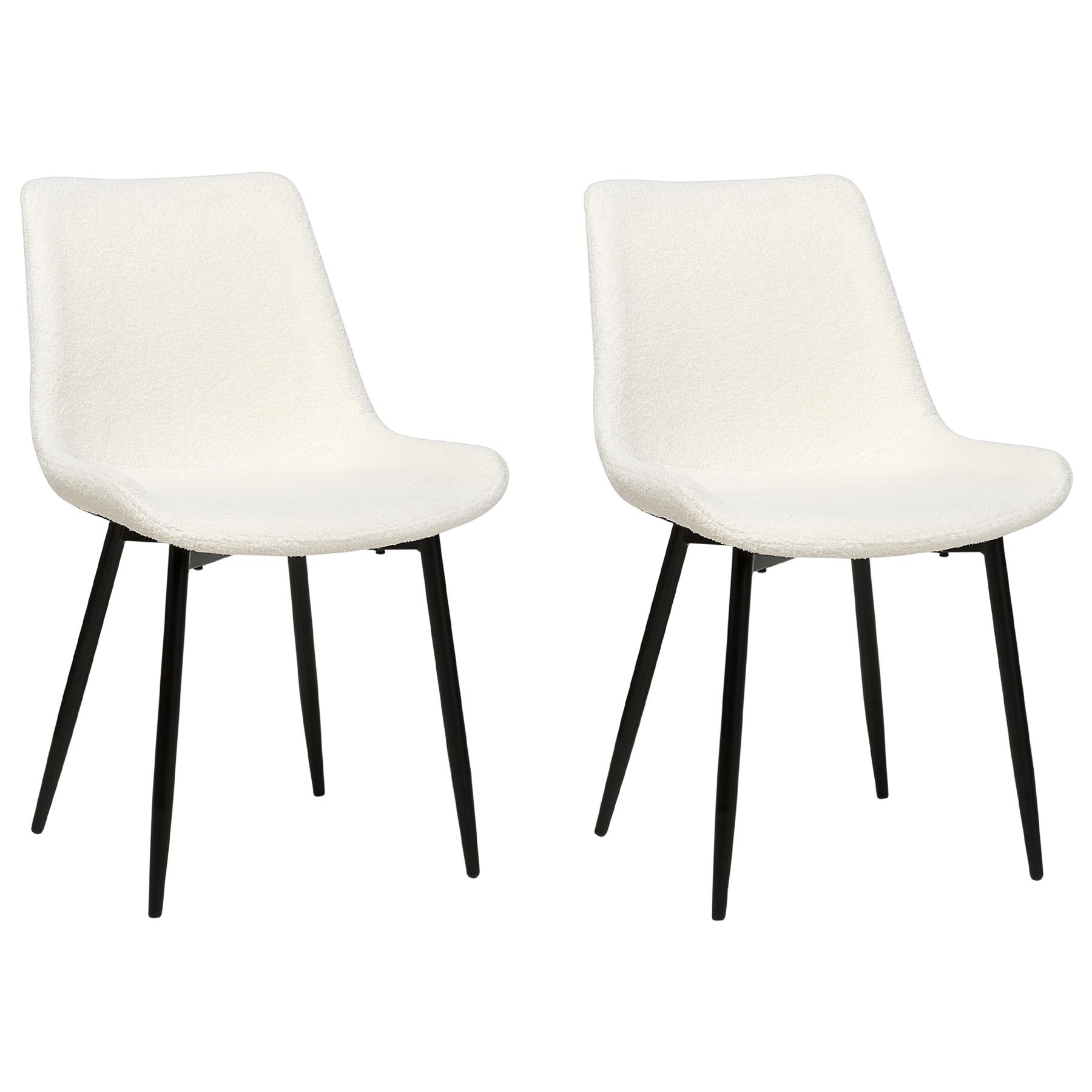 Beliani - AVILLA - Eetkamerstoel set van 2 - Wit - BouclÃ©