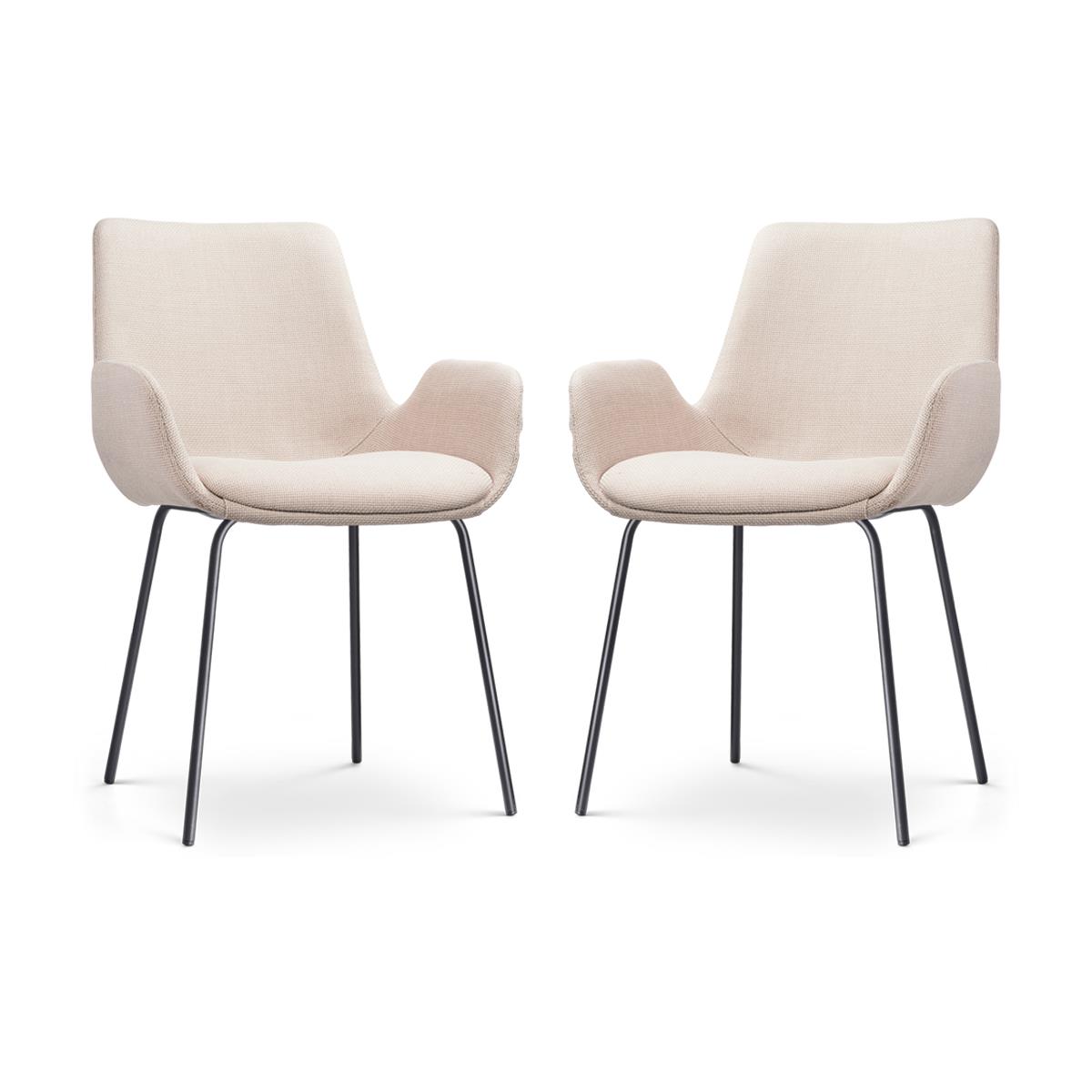 Nolon Nora-Eef eetkamerstoel beige - zwart onderstel - set van 2