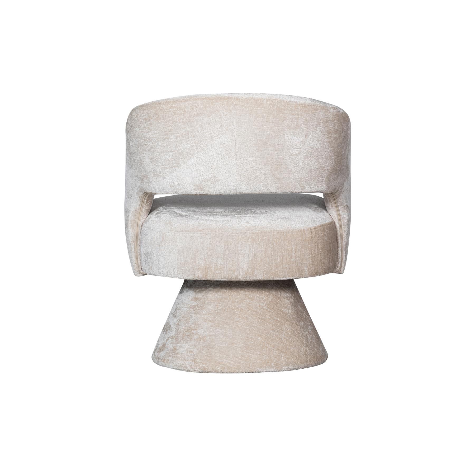 WOOOD Ebba Draaibare Fauteuil - Chenille - Naturel - 82x71x64