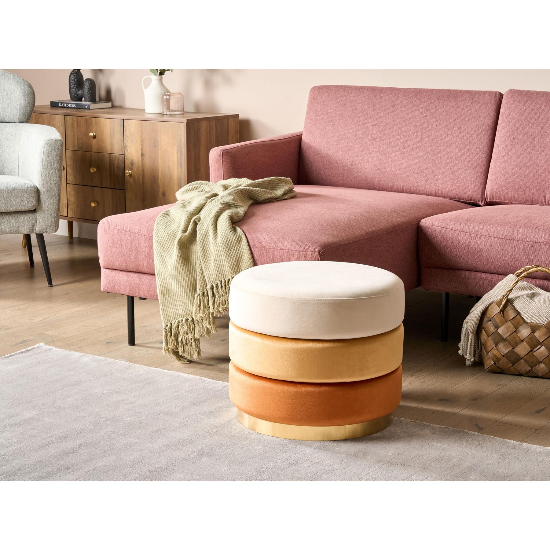 Beliani - LOUIN - Poef - Oranje - Fluweel