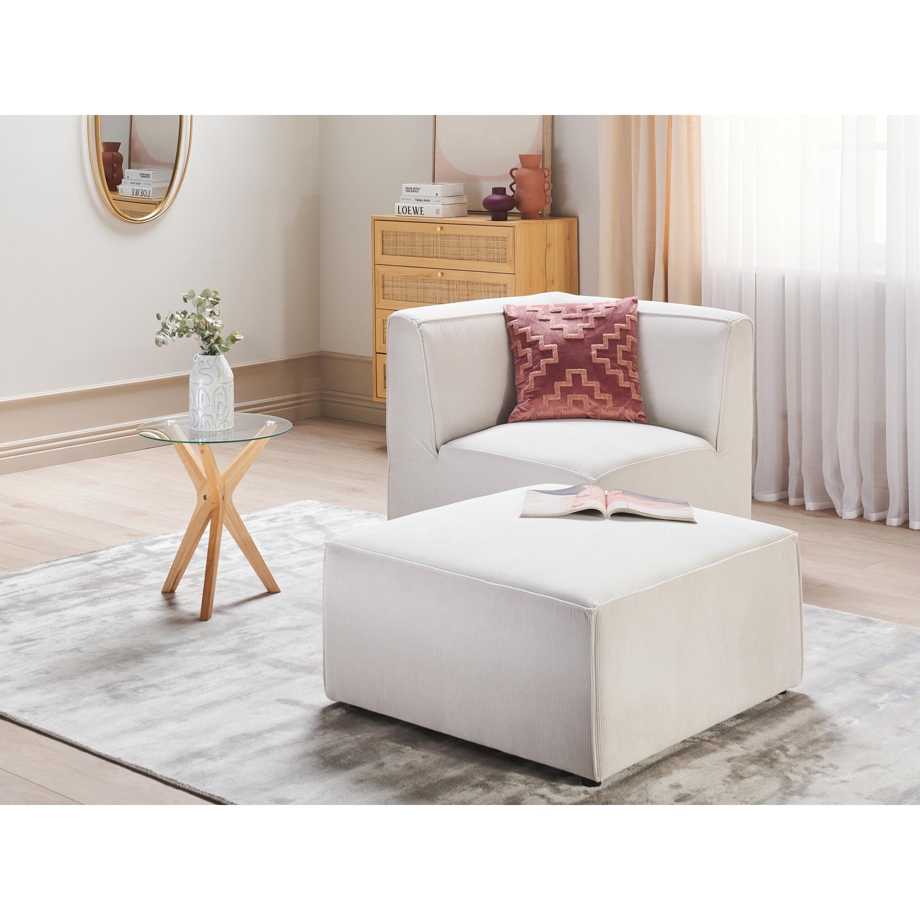 Beliani - LEMVIG - Ottomaan - Gebroken wit - Corduroy