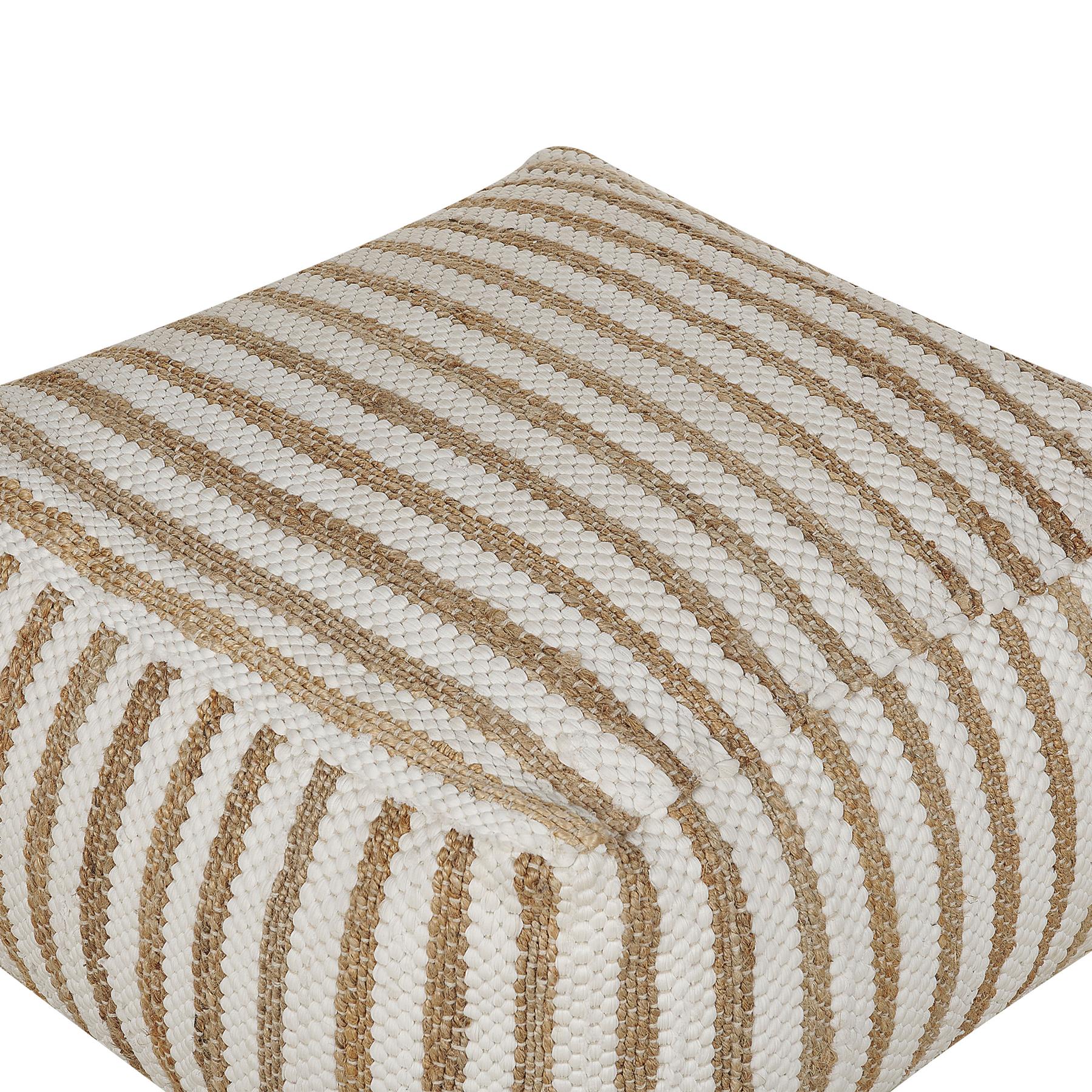 Beliani - ALMATTI - Poef - Beige|Wit - Jute