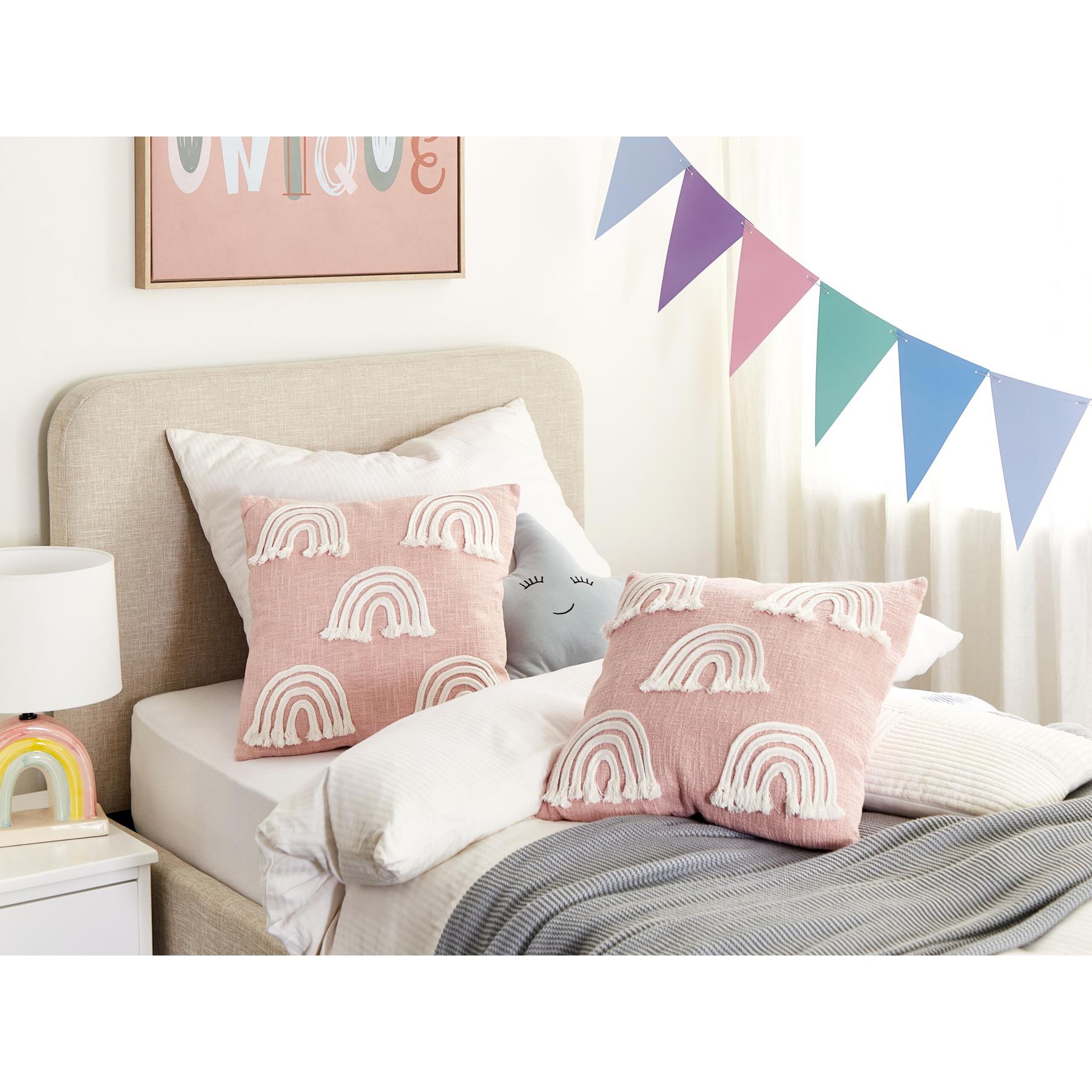 Beliani - LEEA - Sierkussen set van 2 - Roze - 45 x 45 cm - Katoen