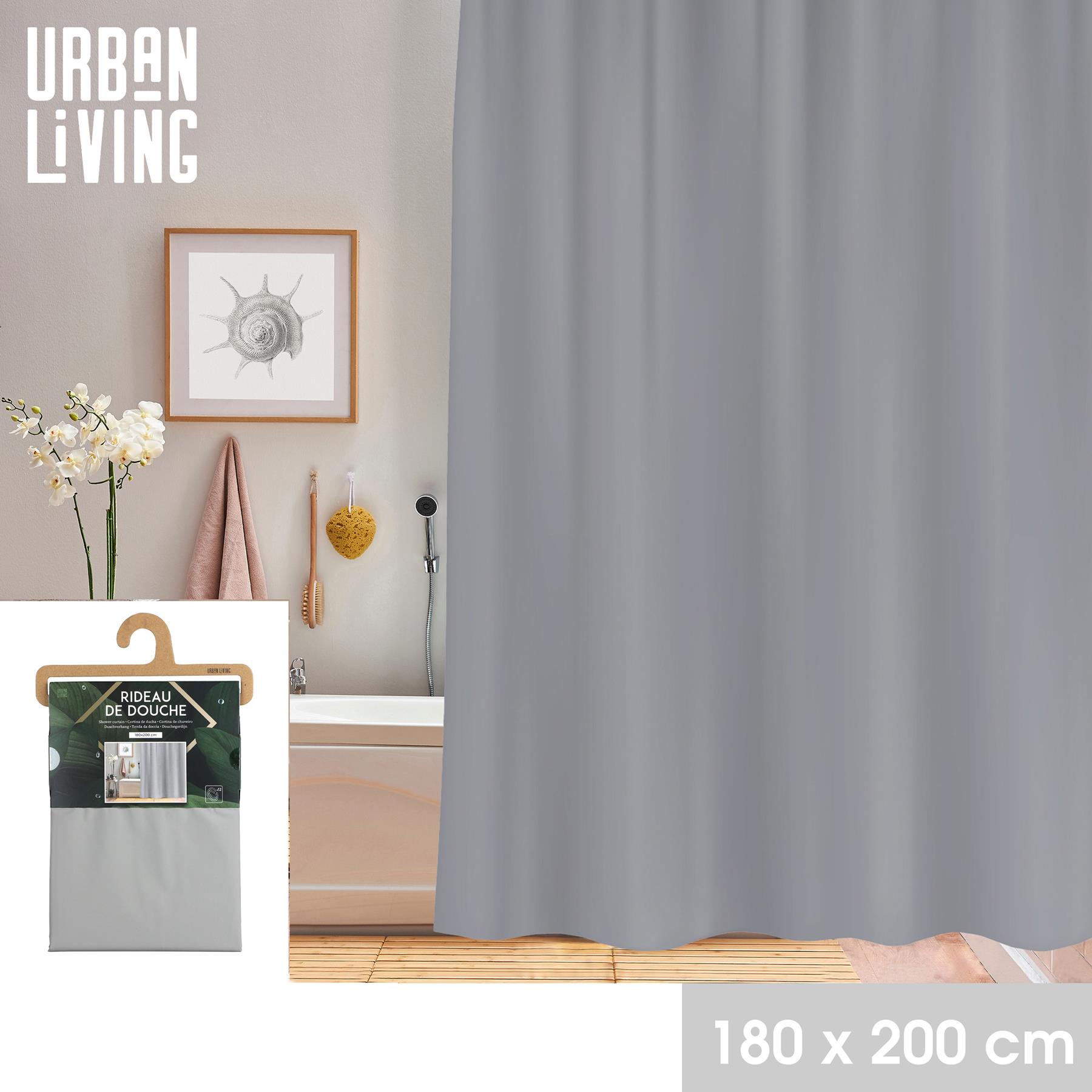 Urban Living Douchegordijn met ringen - grijs - 180 x 200 cm