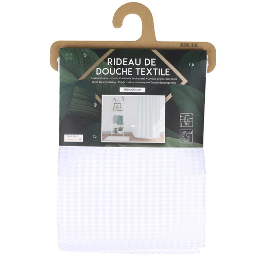 Urban Living Douchegordijn met ringen wit met relief 180 x 200 cm