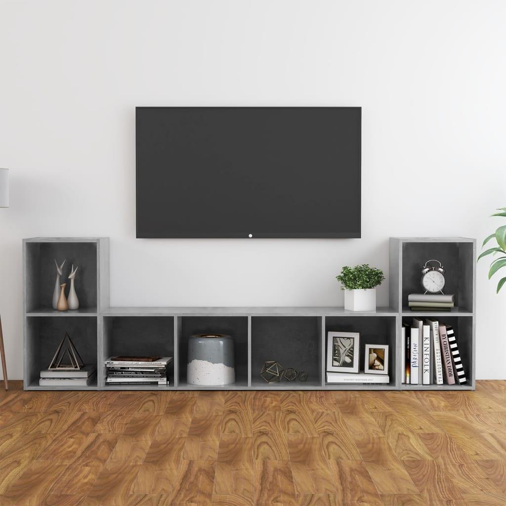 vidaXL 3-delige Tv-meubelset spaanplaat betongrijs