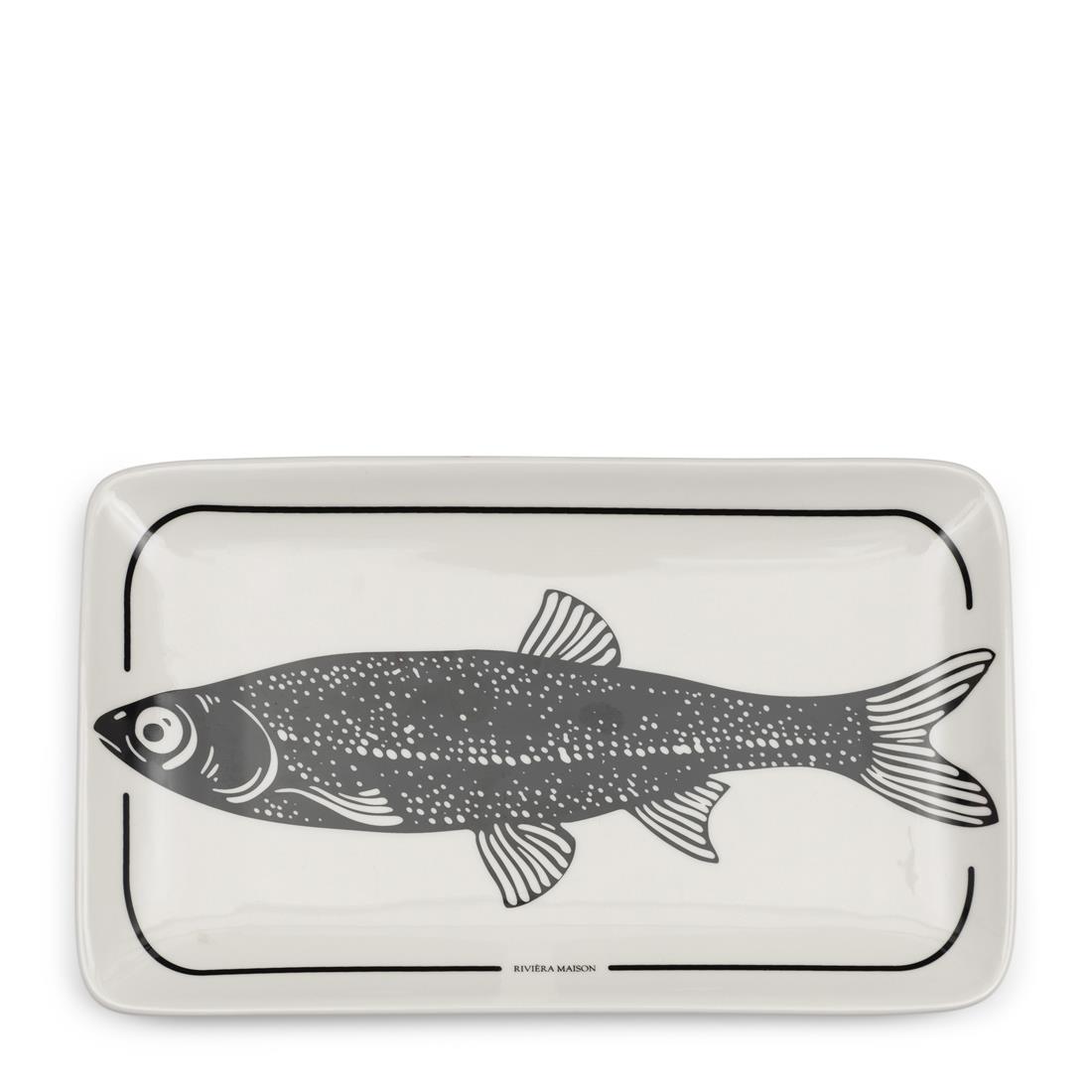 Riviera Maison serveerschaal Blauw|wit - Long Island fish - Porselein