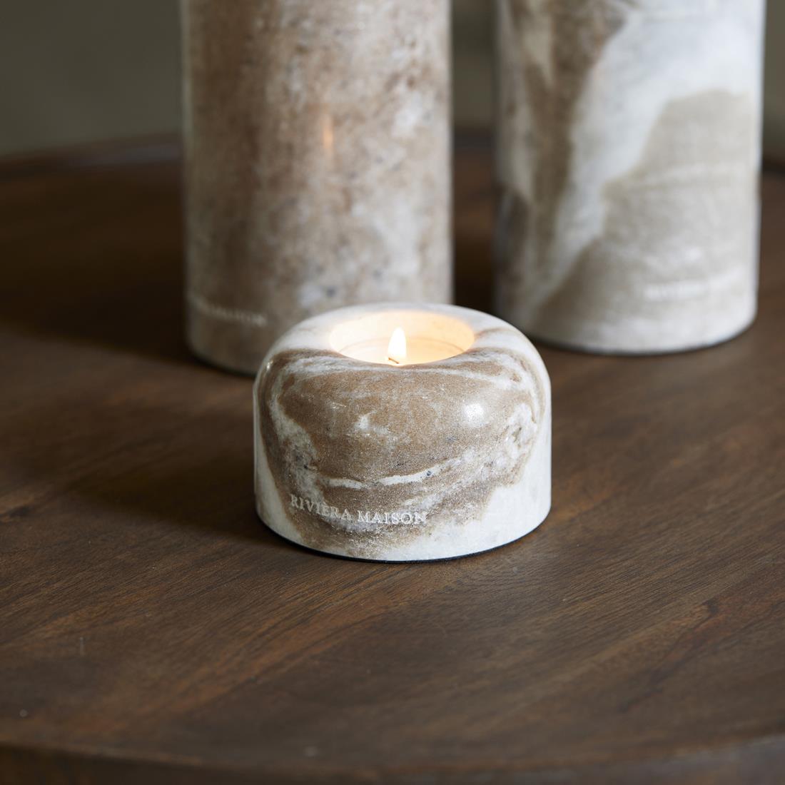 Riviera Maison theelichthouder Naturel - Ferrera Marble - Marmer