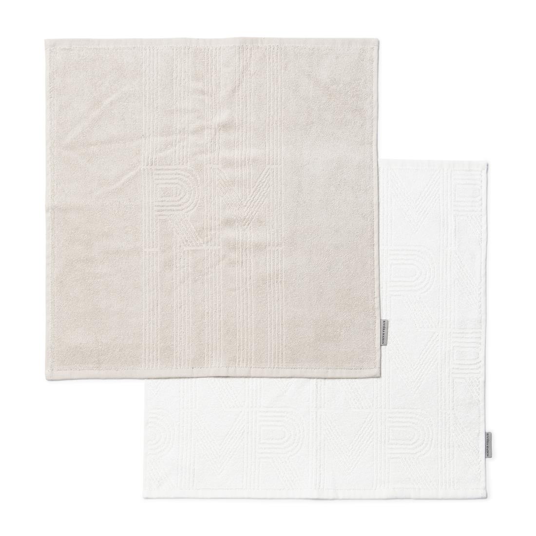 Riviera Maison keukendoeken set Beige |Wit - RM Identity - Katoen