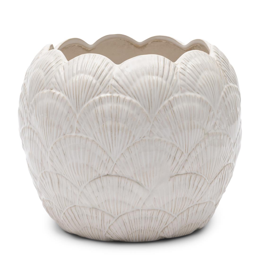 Riviera Maison bloemenpot Wit - Shell - Aardewerk (ØxH) 24x20