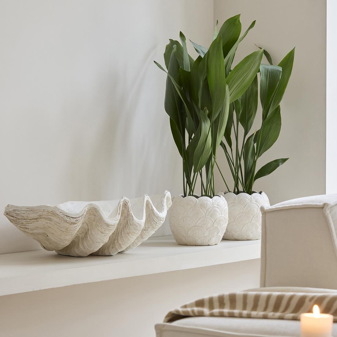 Riviera Maison bloemenpot Wit - Shell - Aardewerk (ØxH) 24x20